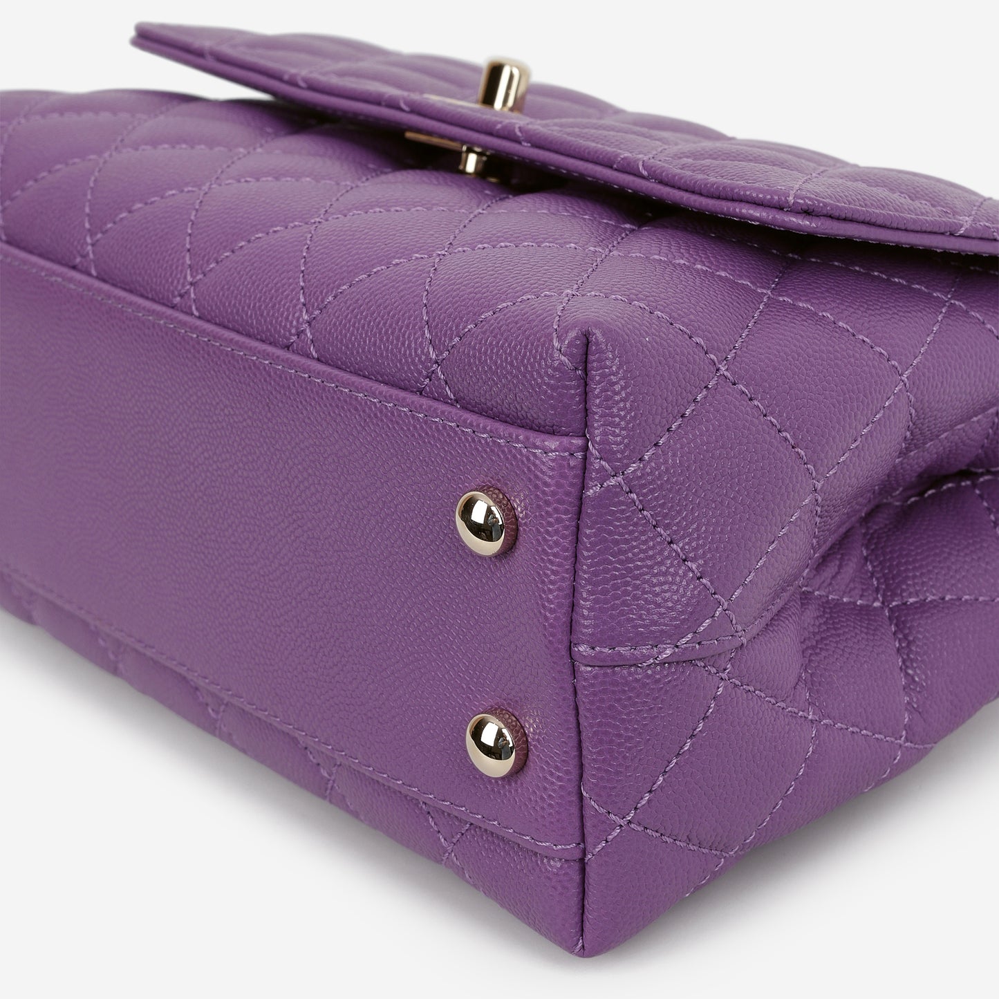 Chanel Small Coco Handle - Purple Caviar | Champagne Gold Hardware