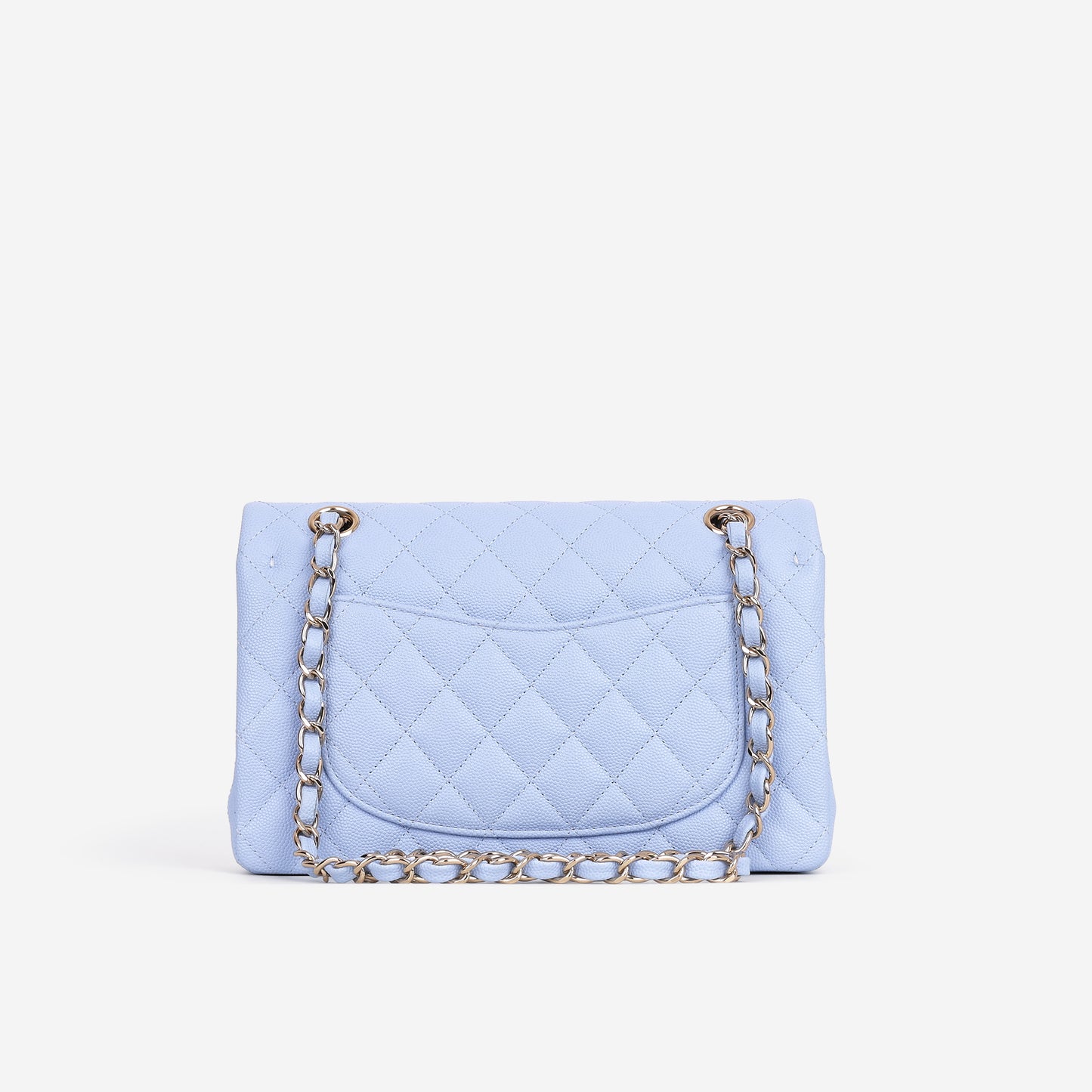 Chanel Small Classic Flap - Light Blue Caviar | Champagne Gold Hardware