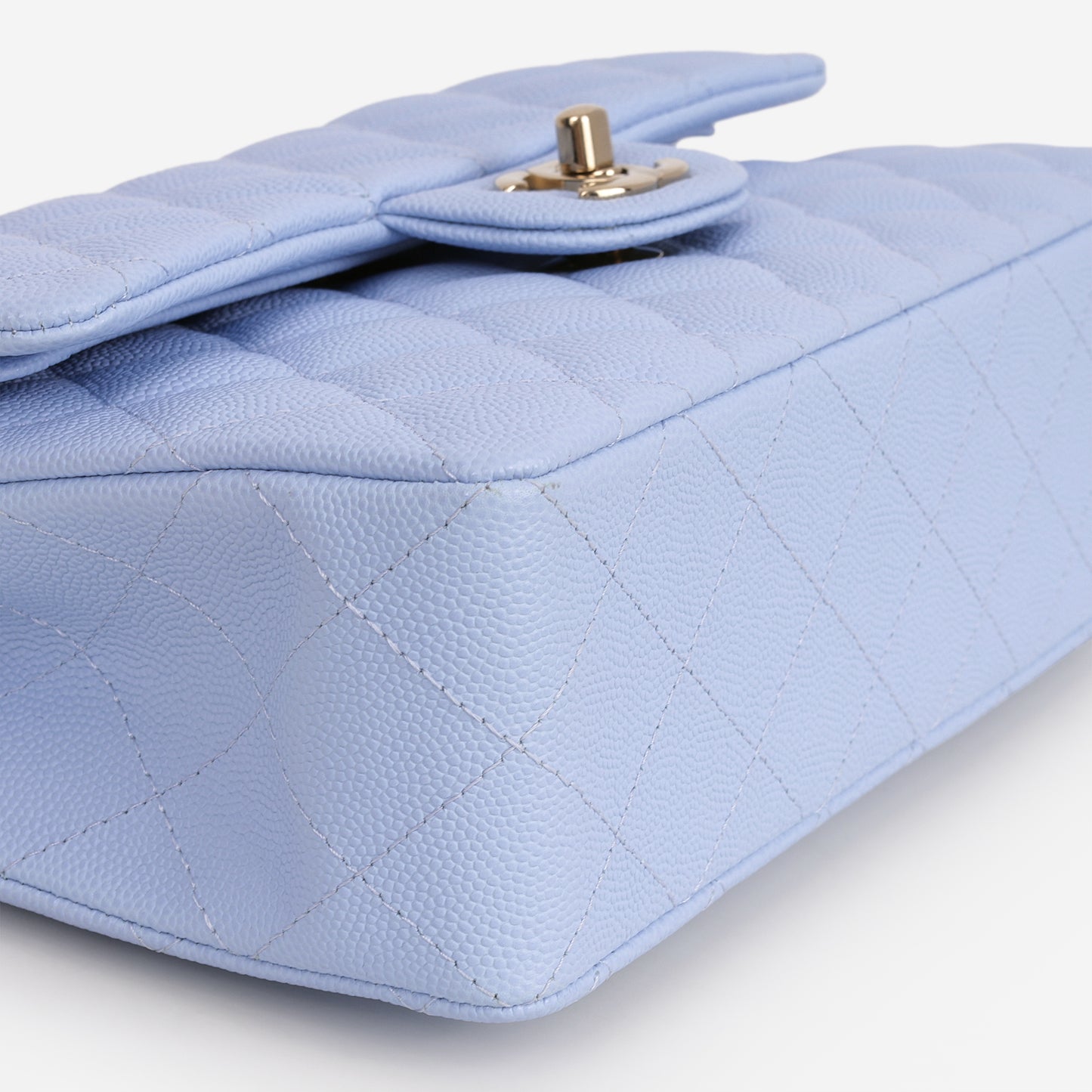 Chanel Small Classic Flap - Light Blue Caviar | Champagne Gold Hardware