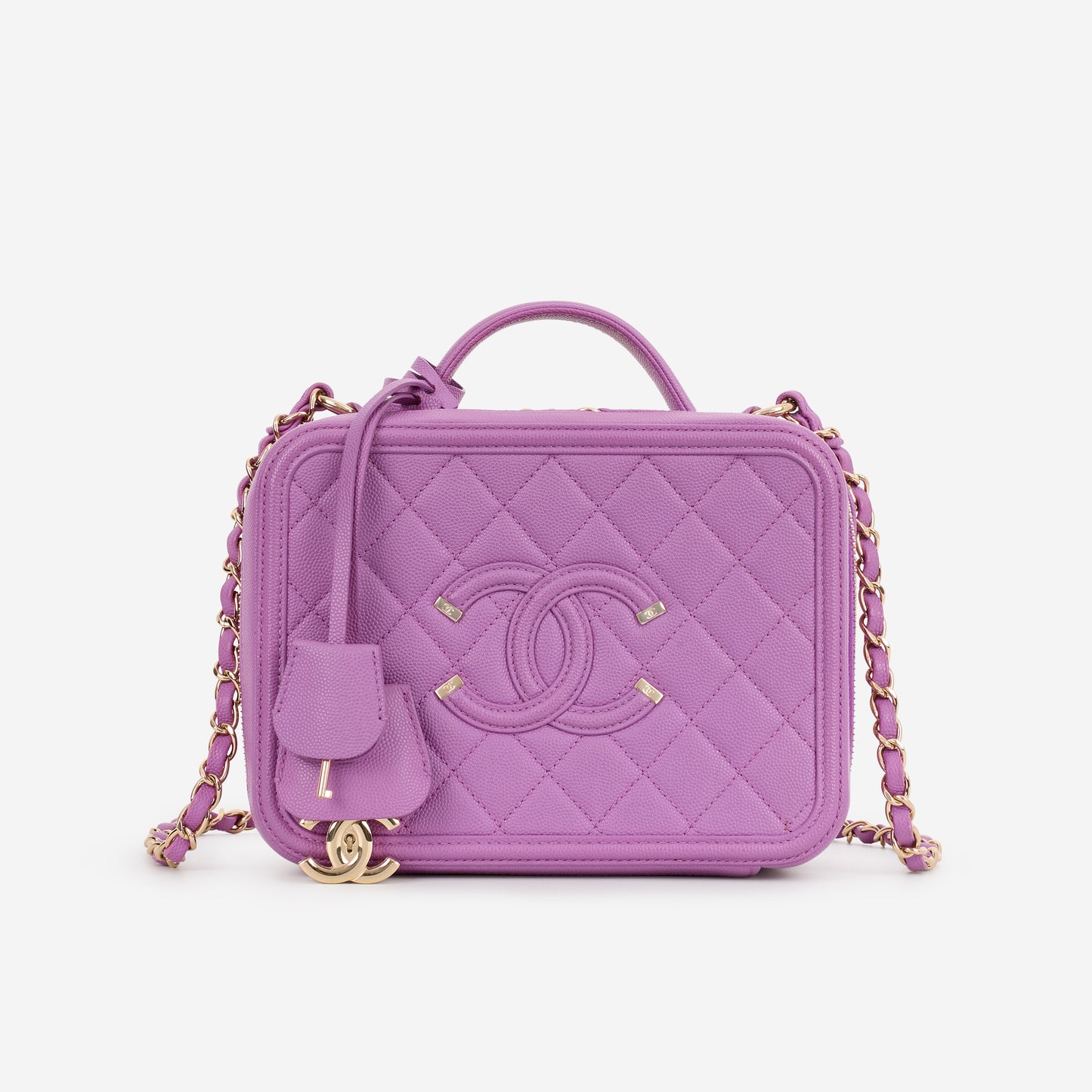 Chanel Filigree CC Vanity Case - Purple Caviar | Champagne Gold Hardware