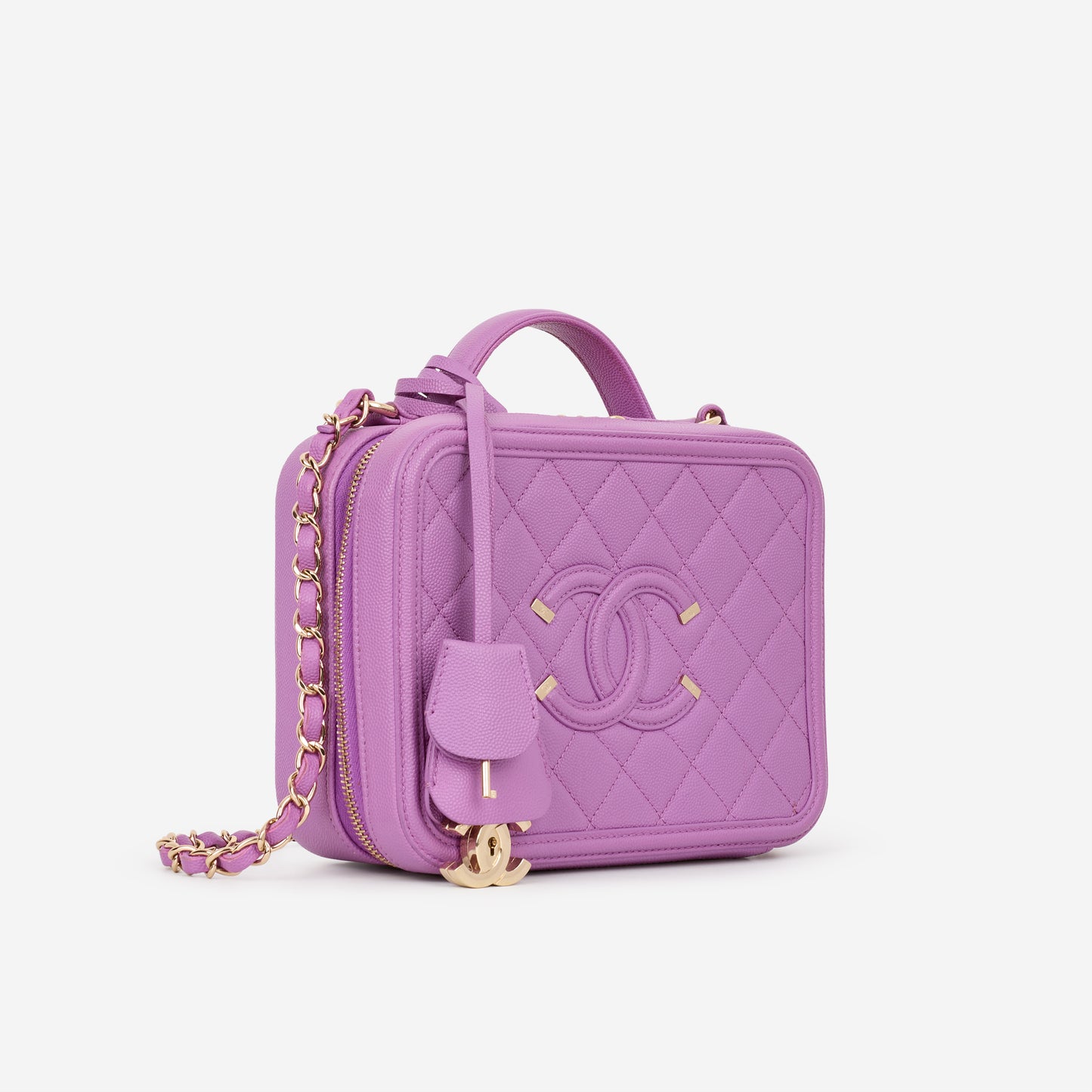 Chanel Filigree CC Vanity Case - Purple Caviar | Champagne Gold Hardware
