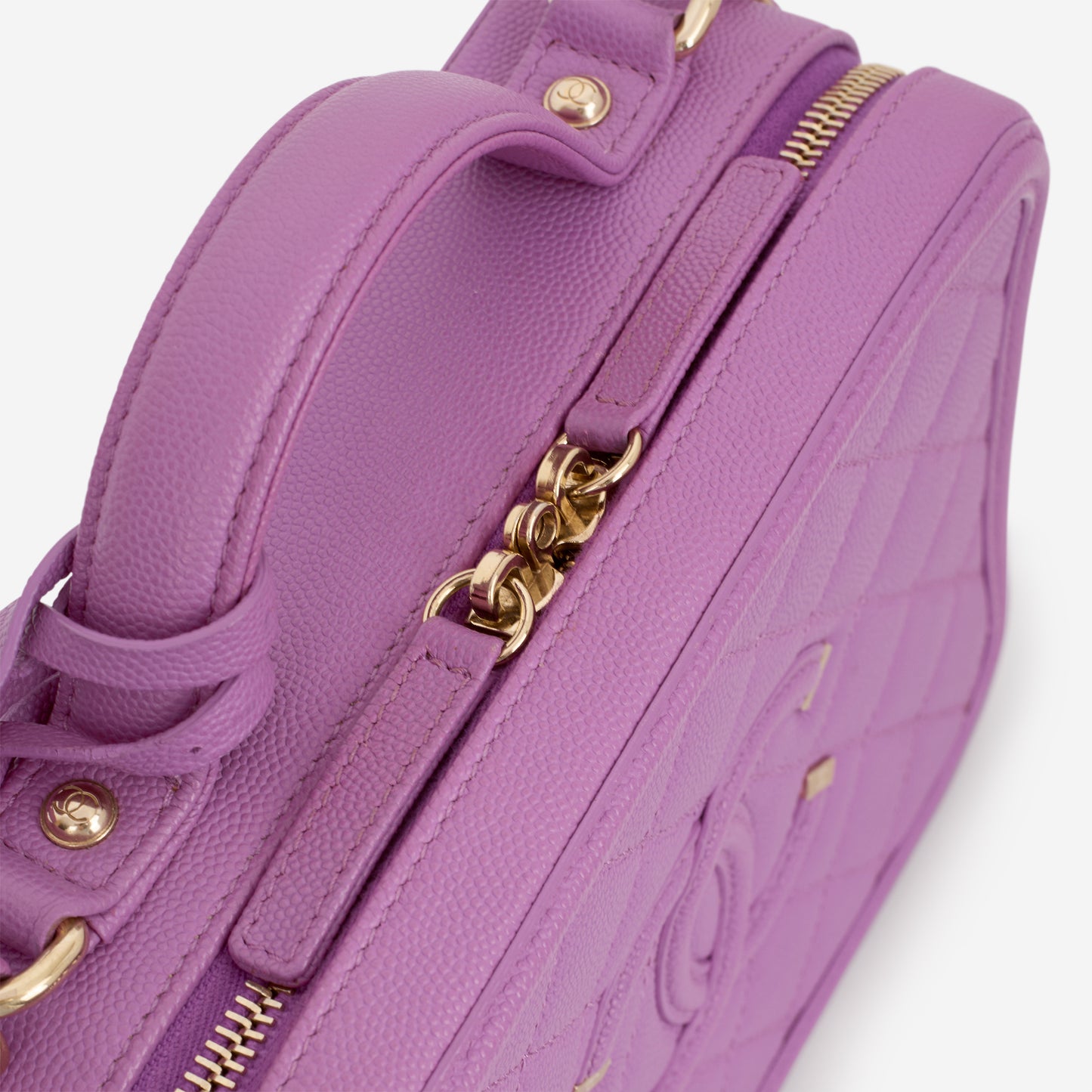 Chanel Filigree CC Vanity Case - Purple Caviar | Champagne Gold Hardware