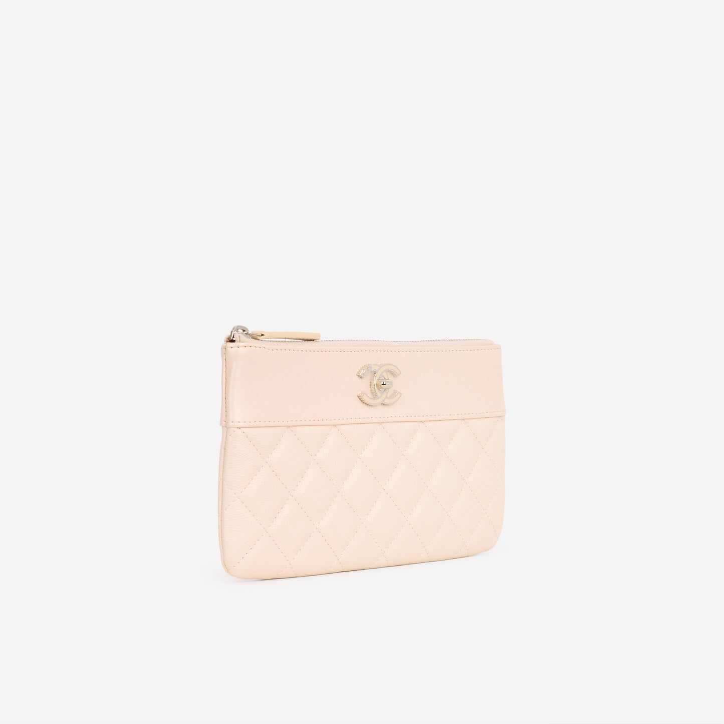 Chanel Small O-Case Clutch - Light Pink Iridescent Caviar | Silver Hardware