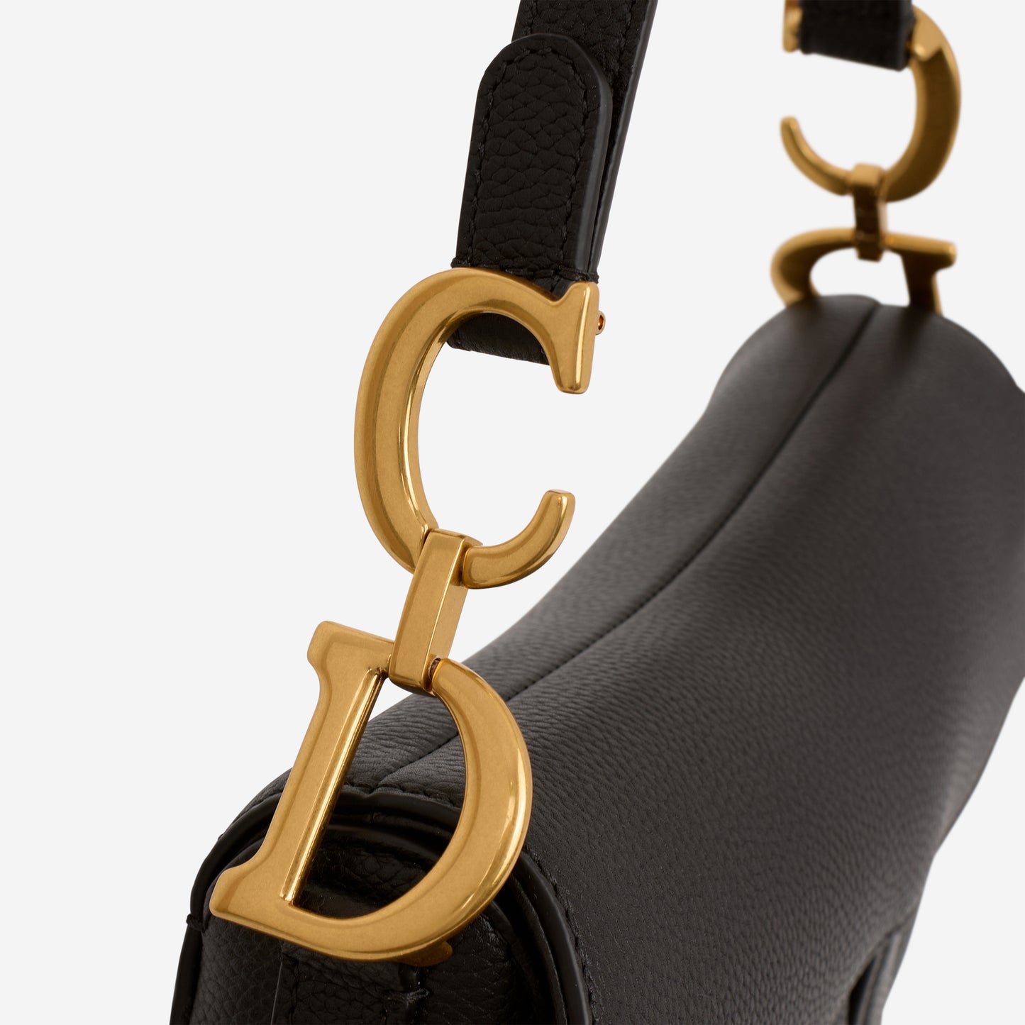 Dior Mini Saddle Bag - Black Grained Calfskin | Gold Hardware