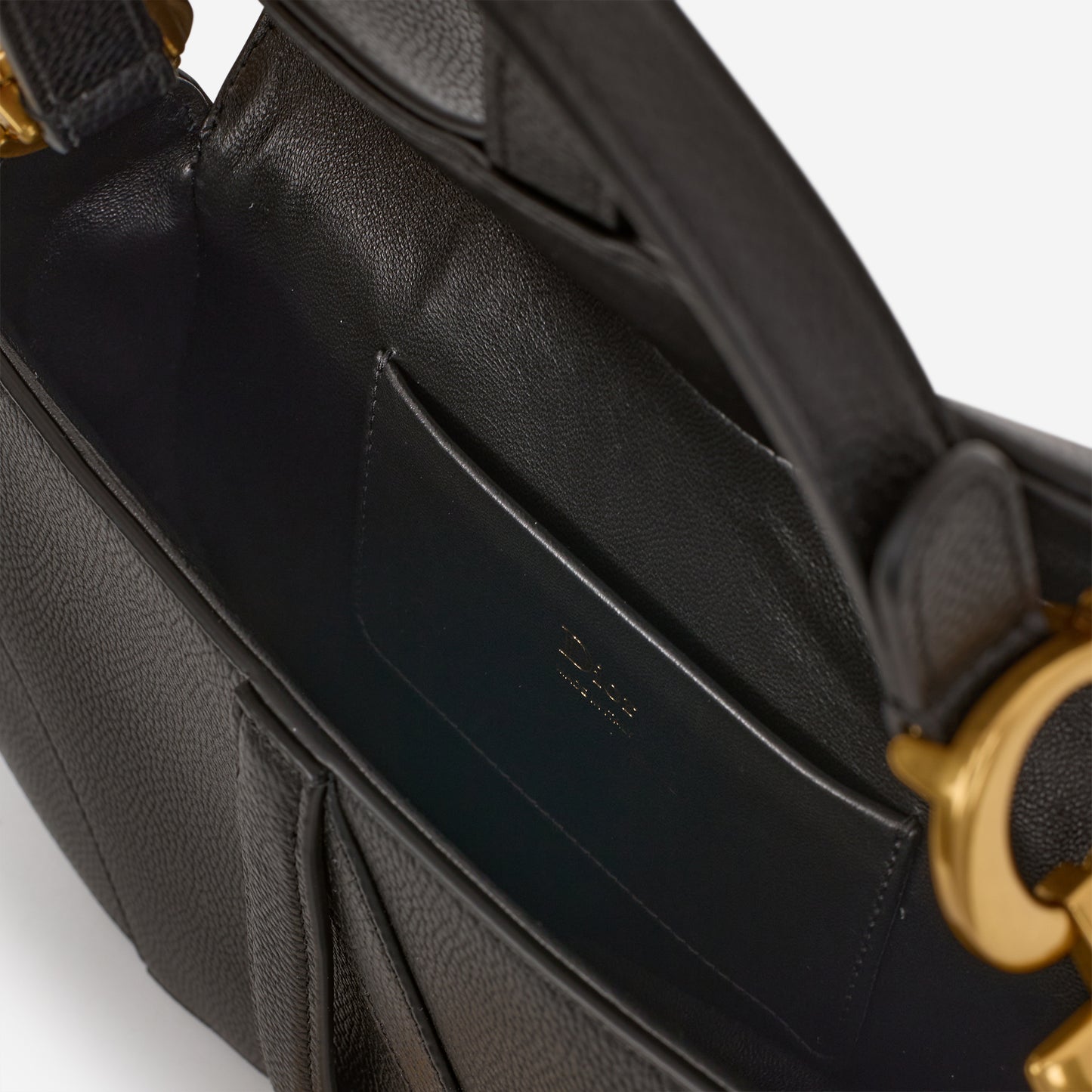 Dior Mini Saddle Bag - Black Grained Calfskin | Gold Hardware