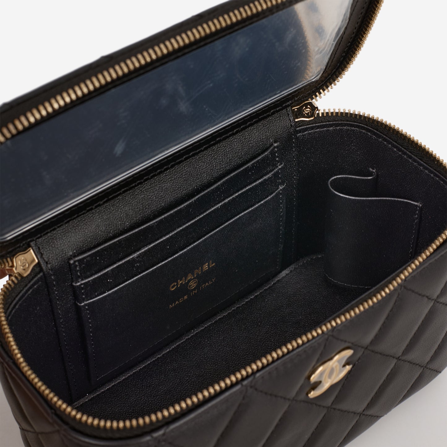 Chanel Top Handle Vanity - Black Lambskin | Champagne Gold Hardware