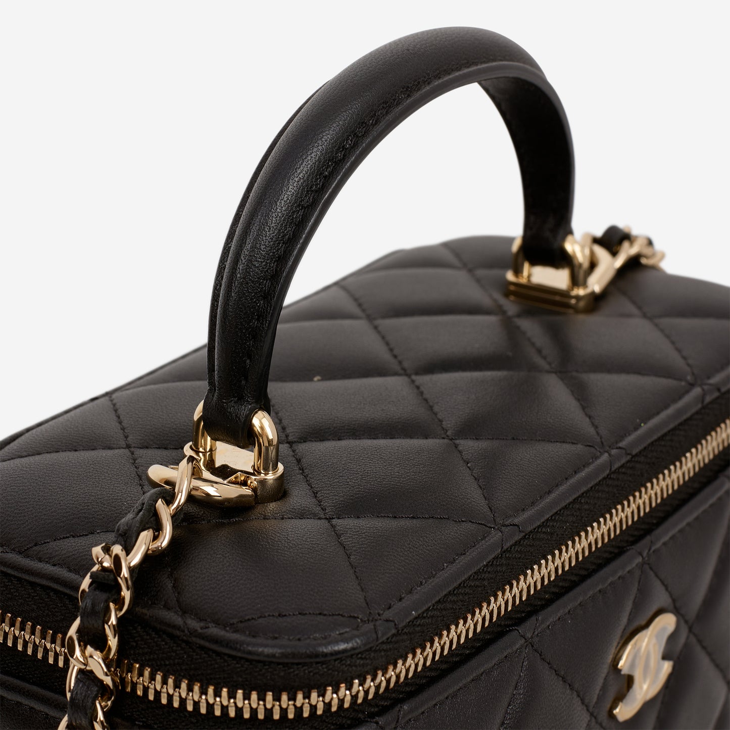 Chanel Top Handle Vanity - Black Lambskin | Champagne Gold Hardware
