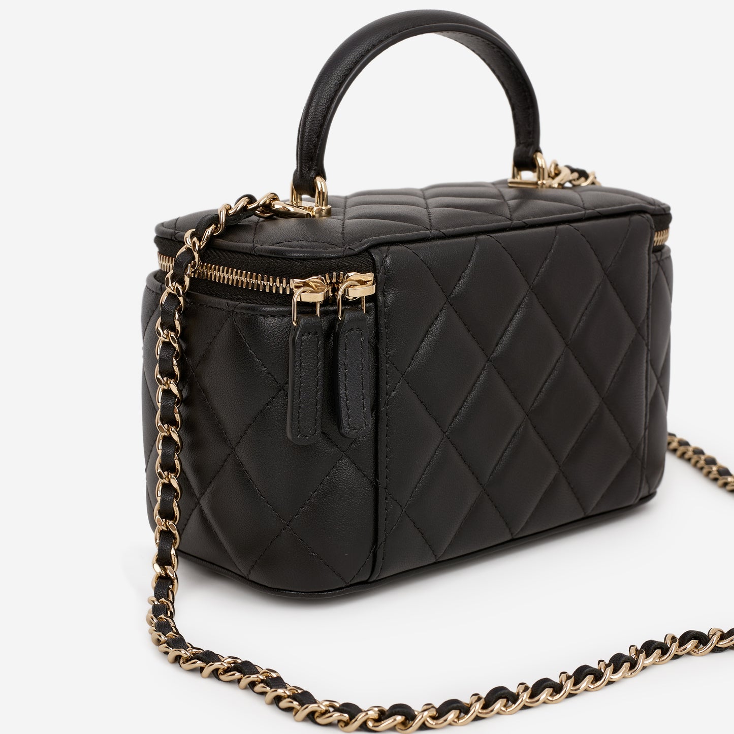 Chanel Top Handle Vanity - Black Lambskin | Champagne Gold Hardware