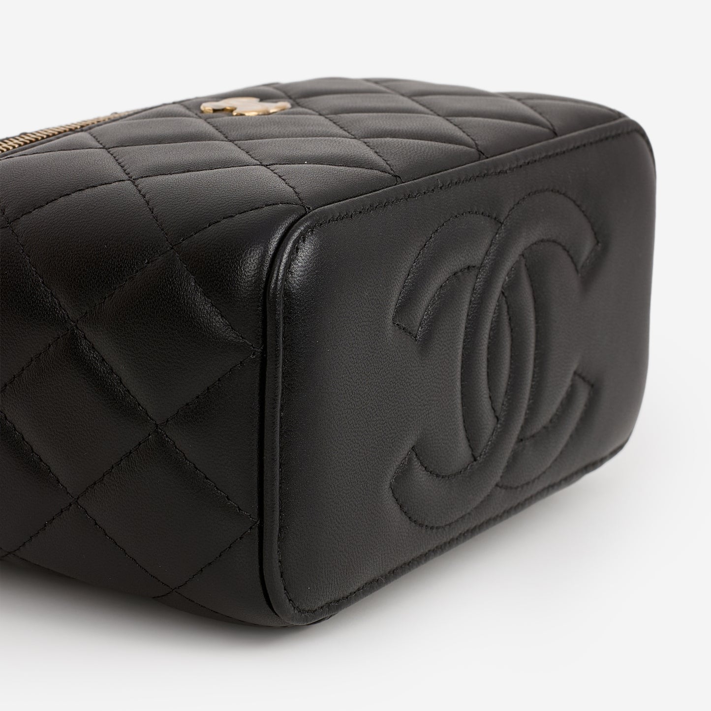 Chanel Top Handle Vanity - Black Lambskin | Champagne Gold Hardware
