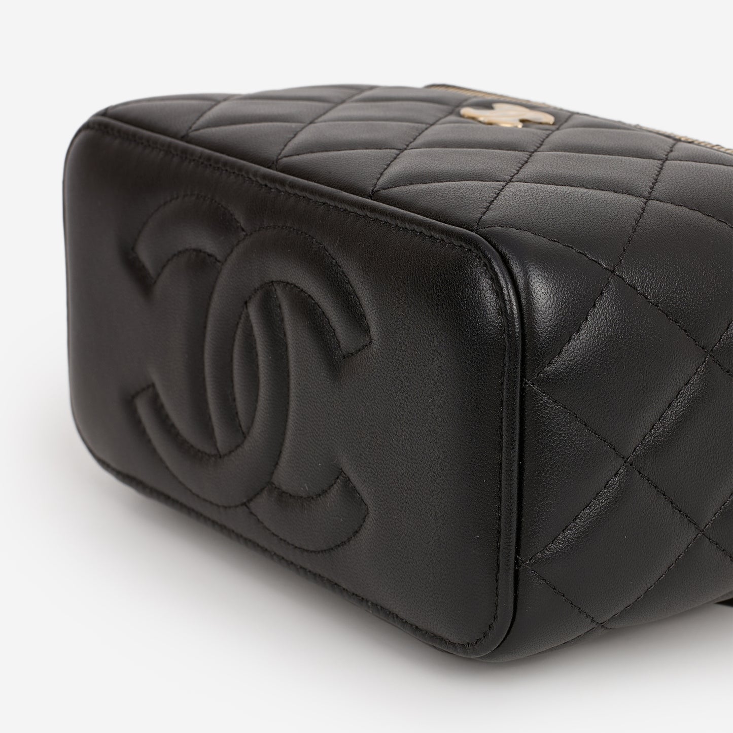 Chanel Top Handle Vanity - Black Lambskin | Champagne Gold Hardware