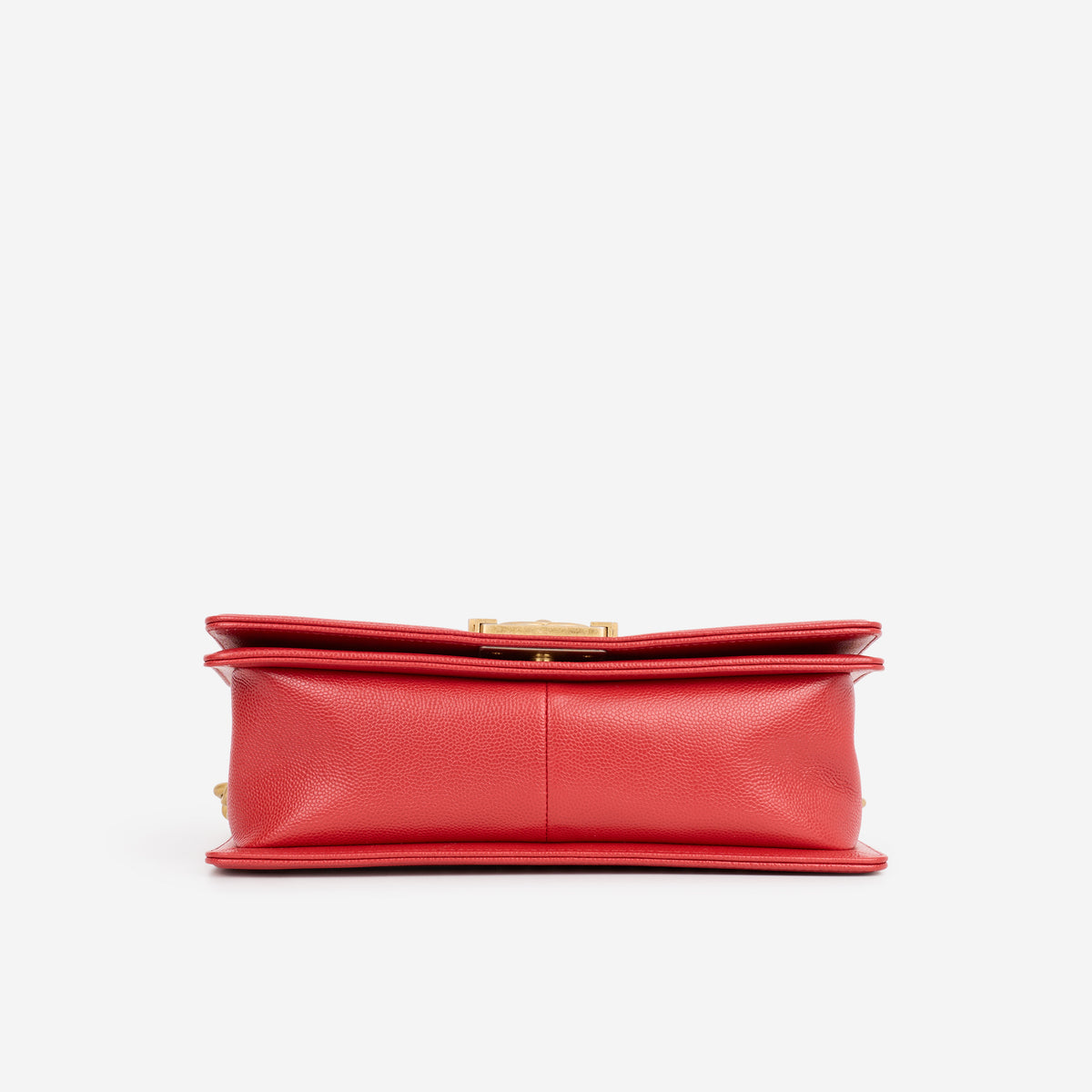 Chanel Old Medium Boy Bag - Red Chevron Caviar | Aged Gold Hardware - Bagista