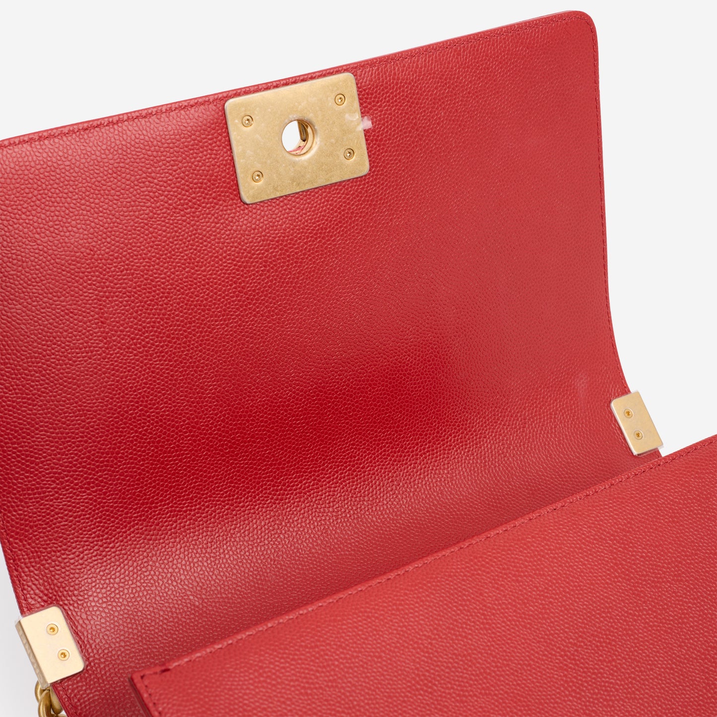 Chanel Old Medium Boy Bag - Red Chevron Caviar | Aged Gold Hardware - Bagista