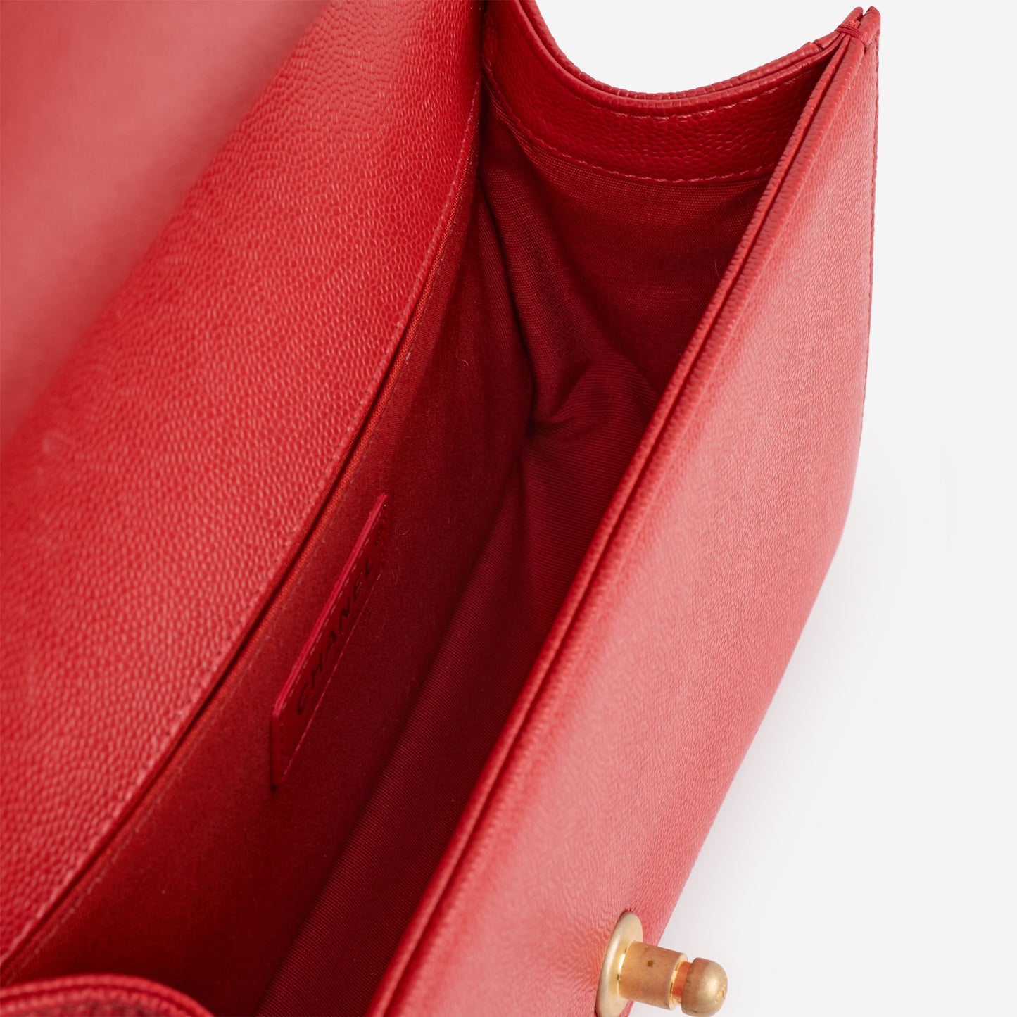 Chanel Old Medium Boy Bag - Red Chevron Caviar | Aged Gold Hardware - Bagista