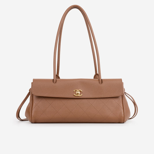 Chanel Small Tote - Brown Calfskin  | Gold Hardware