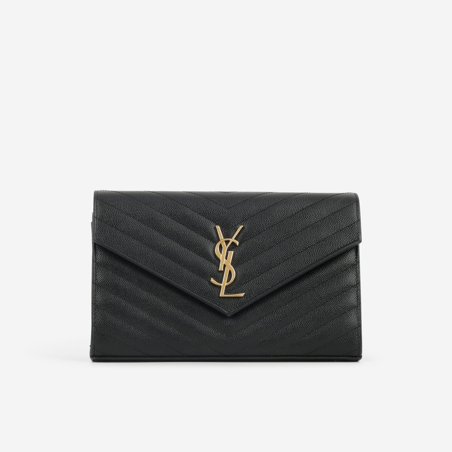 Saint Laurent Cassandre WOC – Black Grained Calfskin | Gold Hardware