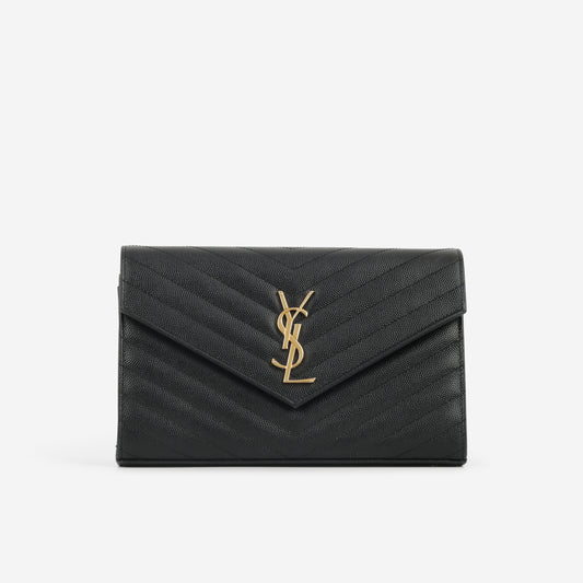 Saint Laurent Cassandre WOC – Black Grained Calfskin | Gold Hardware