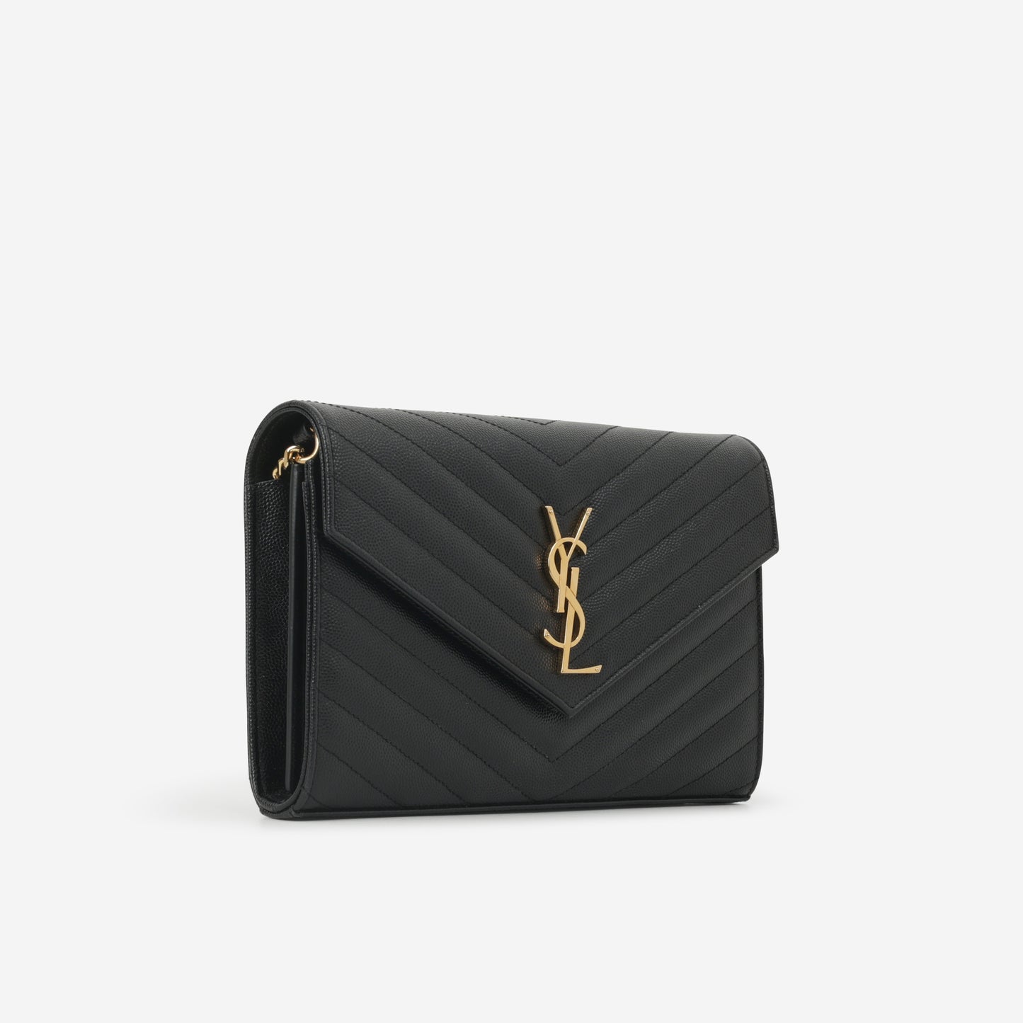 Saint Laurent Cassandre WOC – Black Grained Calfskin | Gold Hardware