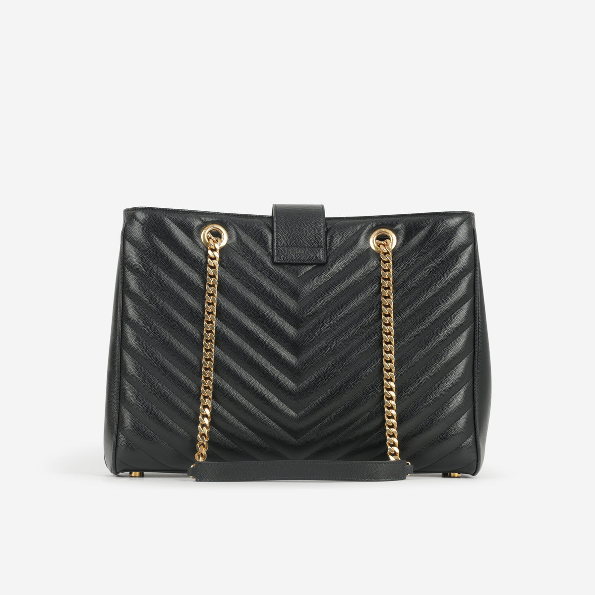 Saint Laurent Cassandre Shopper Tote Bag - Black Grained Calfskin | Gold Hardware
