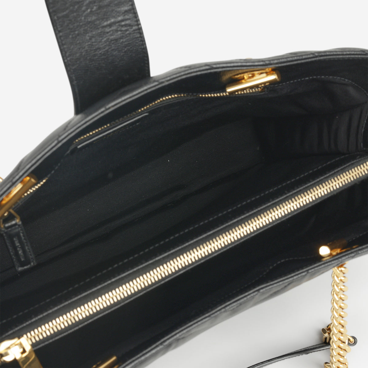 Saint Laurent Cassandre Shopper Tote Bag - Black Grained Calfskin | Gold Hardware