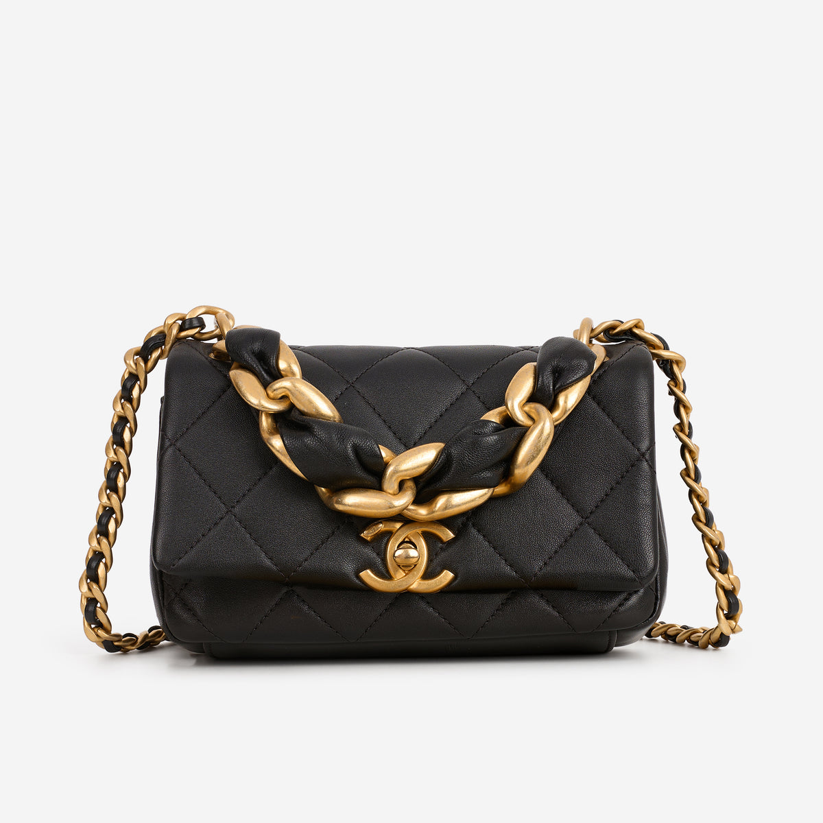 Chanel Small "Chain is More" Flap - Black Lambskin | Aged Gold Hardware