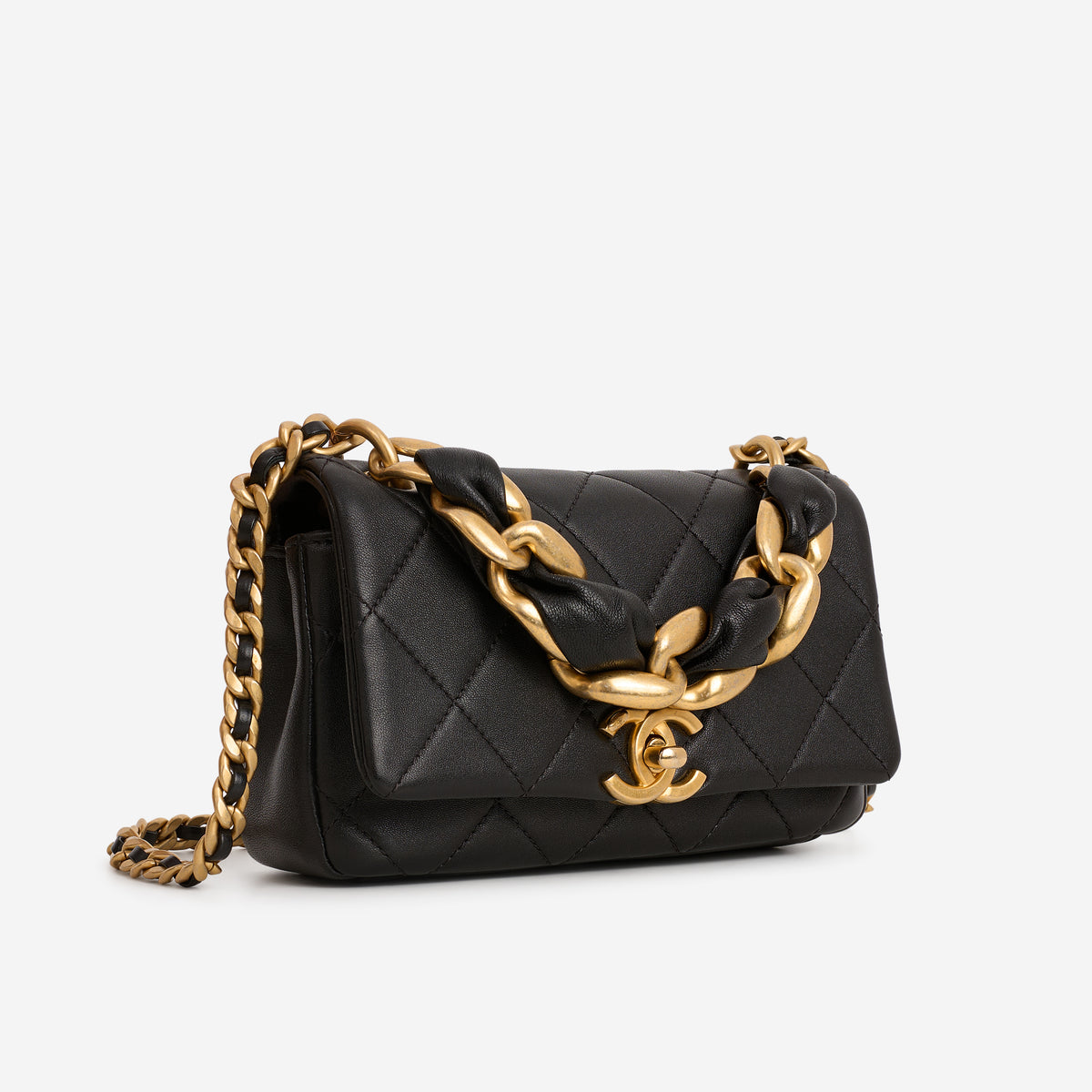Chanel Small "Chain is More" Flap - Black Lambskin | Aged Gold Hardware