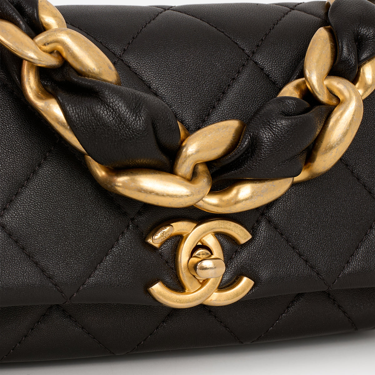 Chanel Small "Chain is More" Flap - Black Lambskin | Aged Gold Hardware
