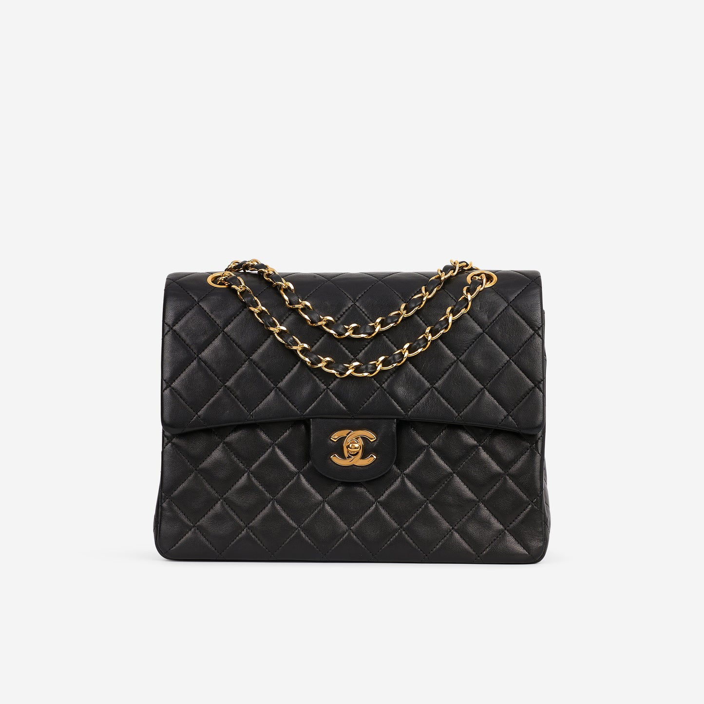 Chanel Vintage Medium Square Flap - Black Lambskin | Gold Hardware