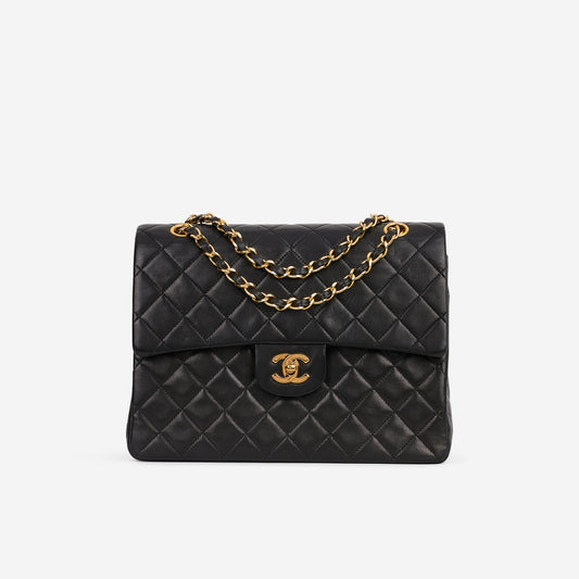 Chanel Vintage Medium Square Flap - Black Lambskin | Gold Hardware
