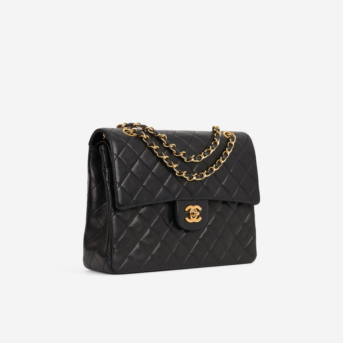 Chanel Vintage Medium Square Flap - Black Lambskin | Gold Hardware