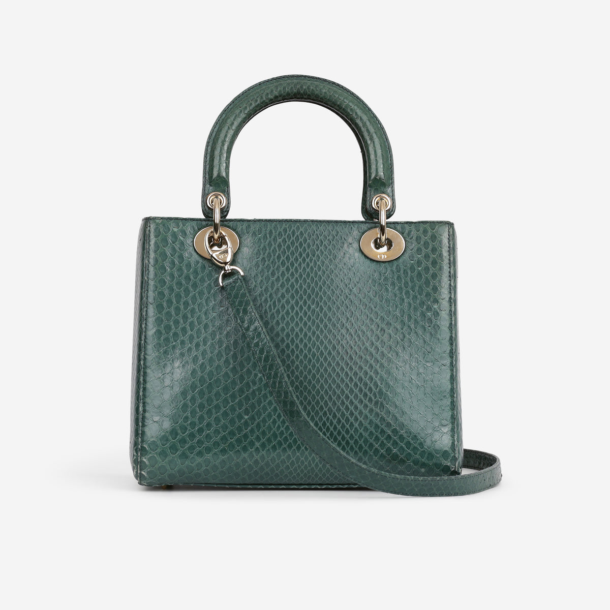 Medium Lady Dior - Green Watersnake skin | Champagne Gold Hardware