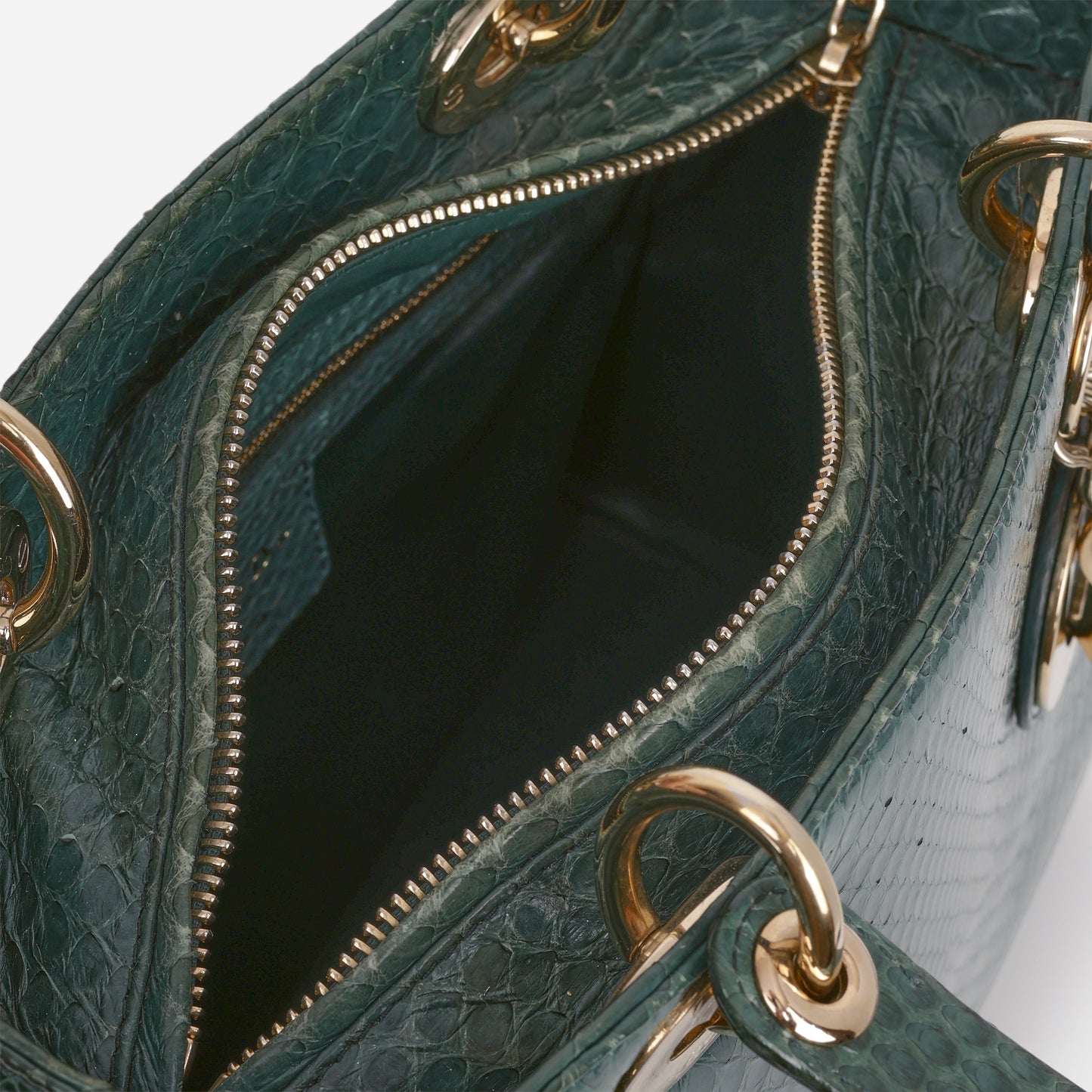 Medium Lady Dior - Green Watersnake skin | Champagne Gold Hardware
