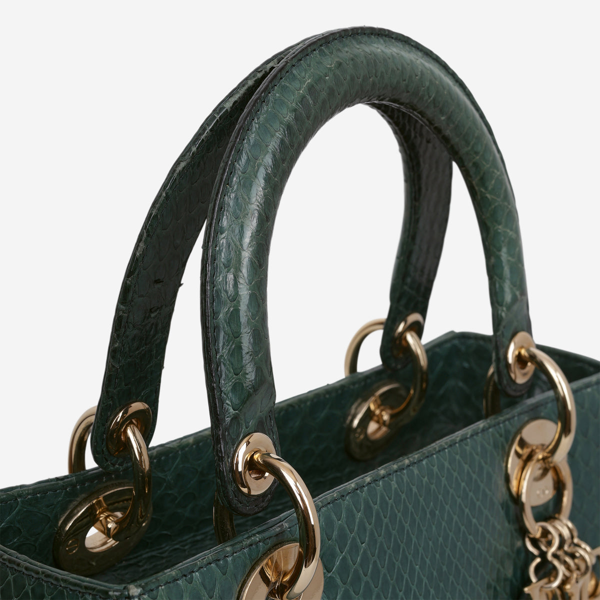 Medium Lady Dior - Green Watersnake skin | Champagne Gold Hardware