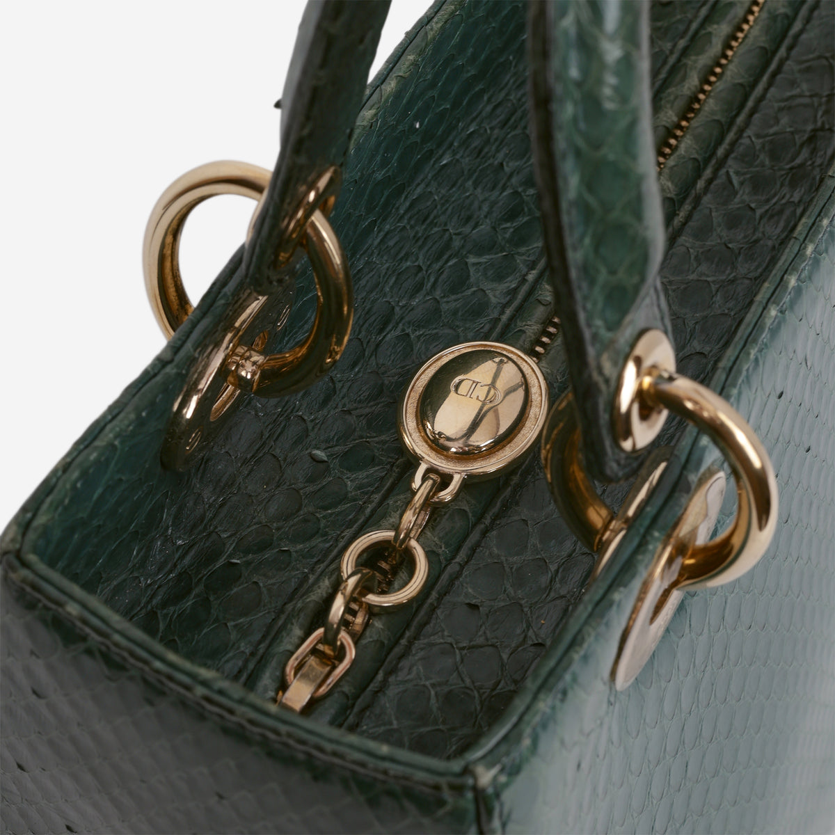 Medium Lady Dior - Green Watersnake skin | Champagne Gold Hardware