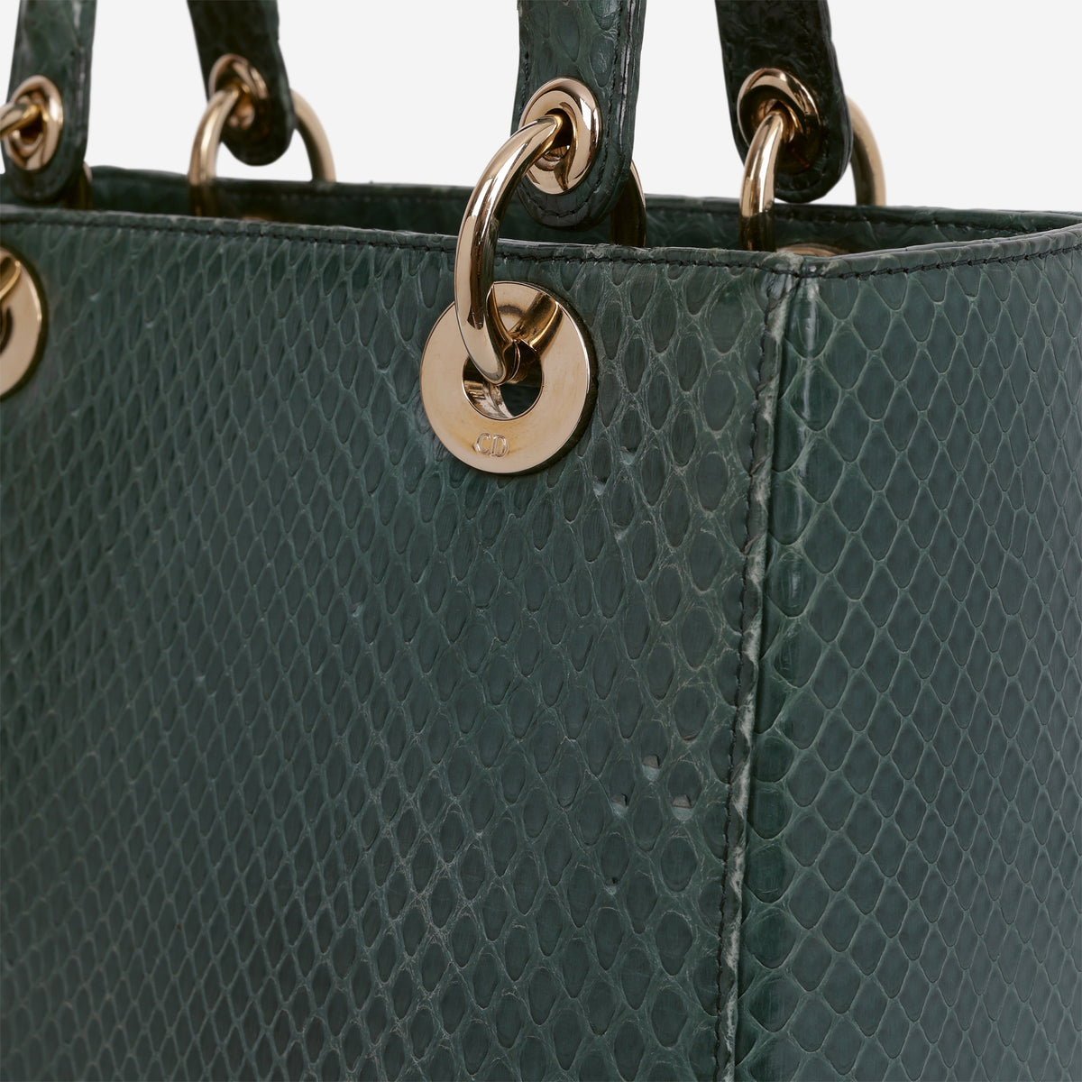 Medium Lady Dior - Green Watersnake skin | Champagne Gold Hardware