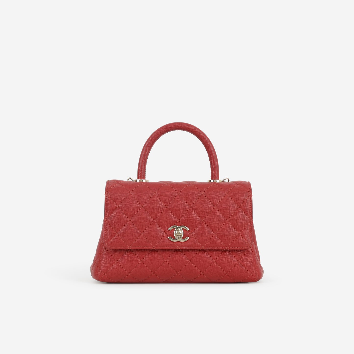 Chanel Small Coco Handle - Red Caviar | Champagne Gold Hardware