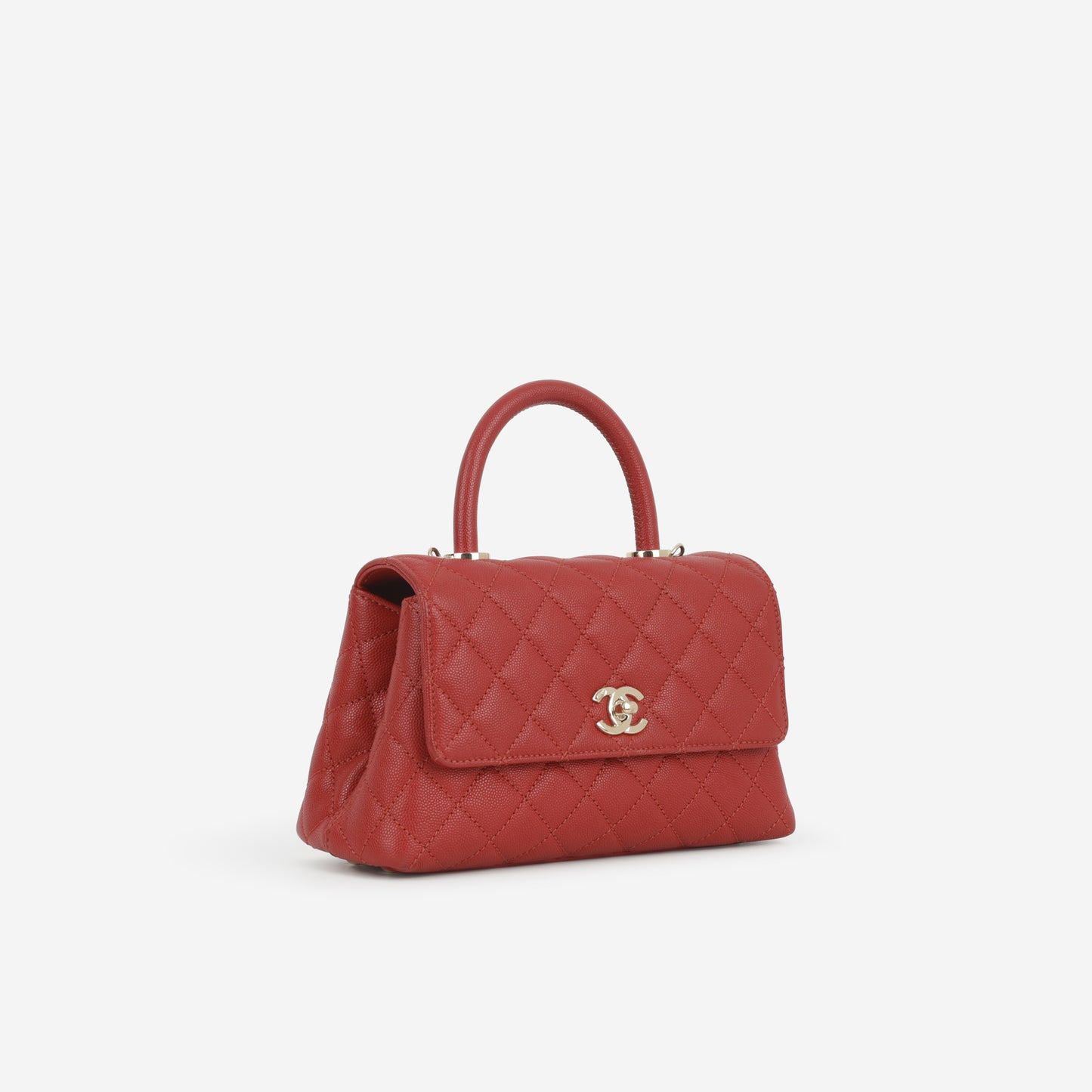 Chanel Small Coco Handle - Red Caviar | Champagne Gold Hardware