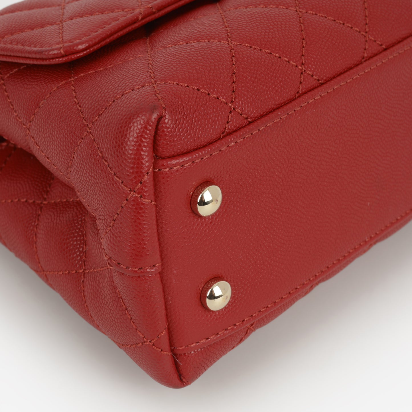 Chanel Small Coco Handle - Red Caviar | Champagne Gold Hardware