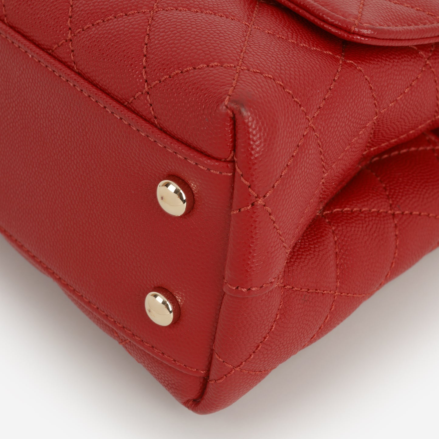 Chanel Small Coco Handle - Red Caviar | Champagne Gold Hardware