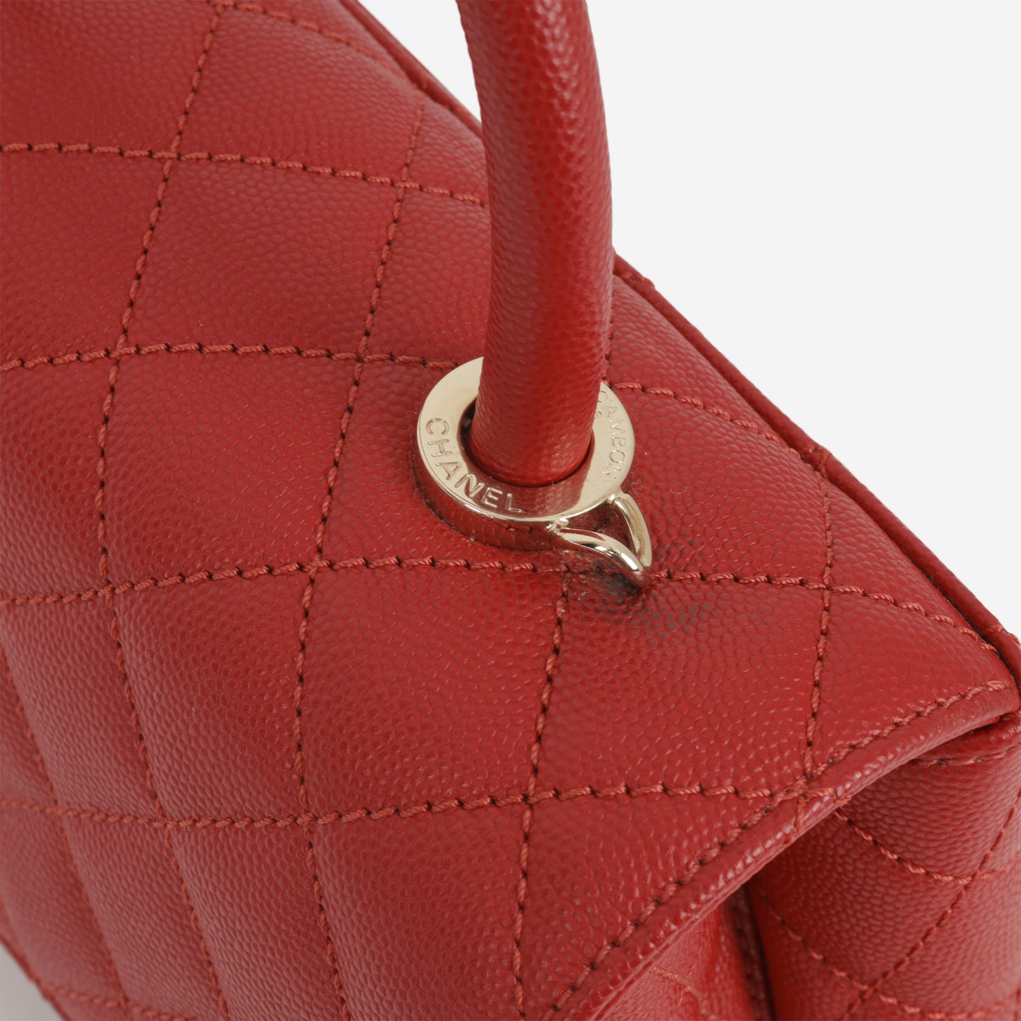 Chanel Small Coco Handle - Red Caviar | Champagne Gold Hardware