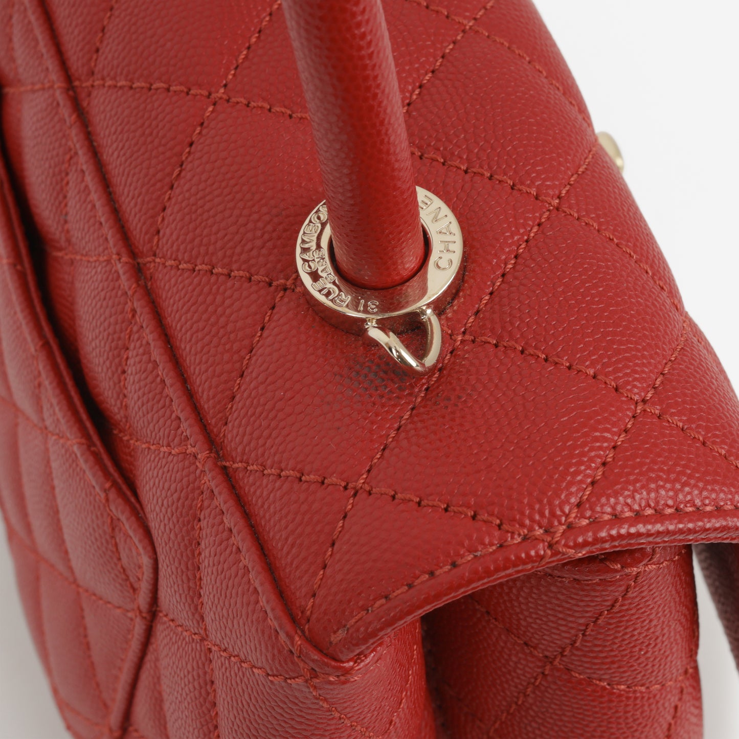 Chanel Small Coco Handle - Red Caviar | Champagne Gold Hardware