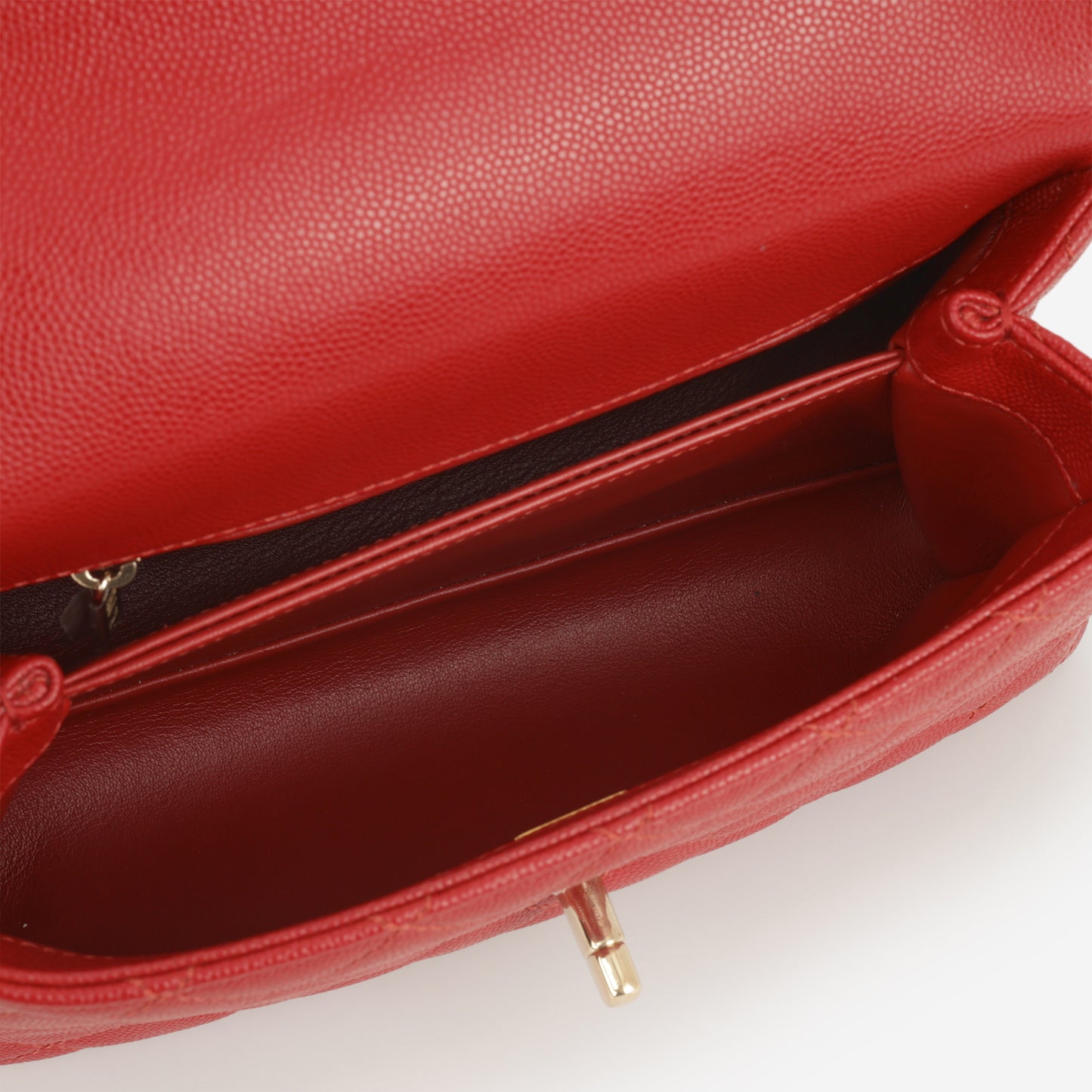 Chanel Small Coco Handle - Red Caviar | Champagne Gold Hardware