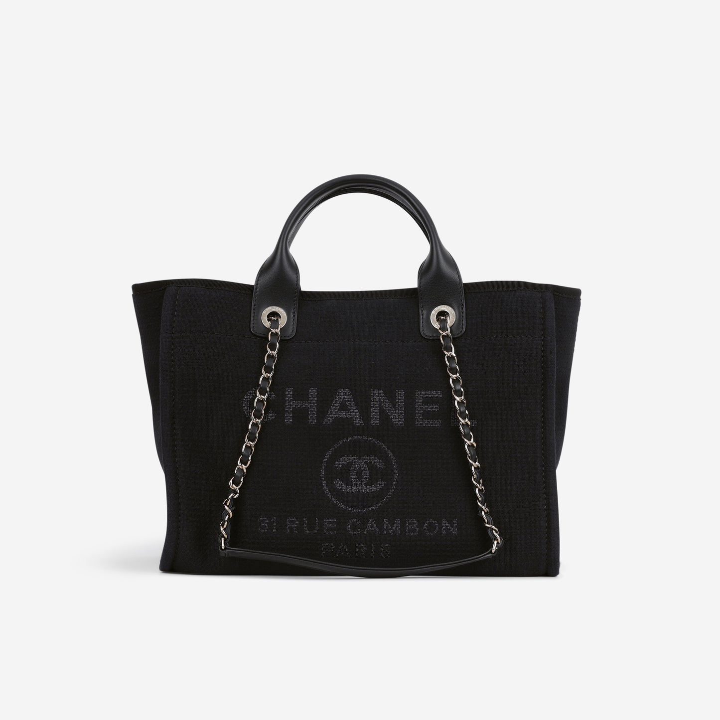 Chanel Small Deauville - Black Canvas | Champagne Gold Hardware