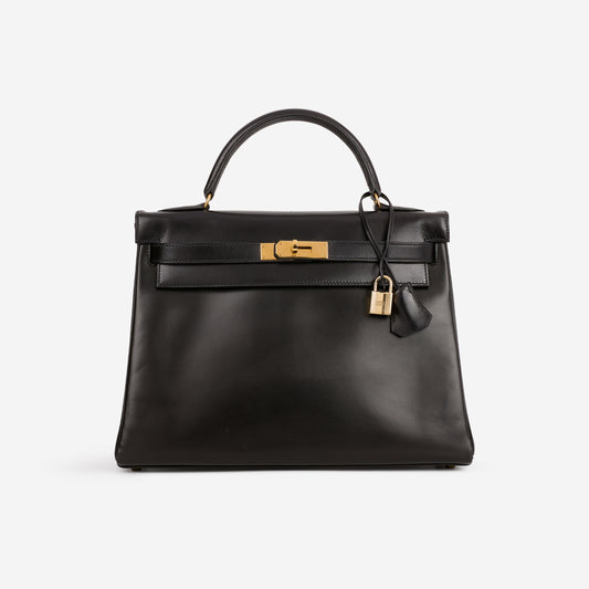 VIntage Kelly 32 - Noir Box Retourne | Gold Hardware