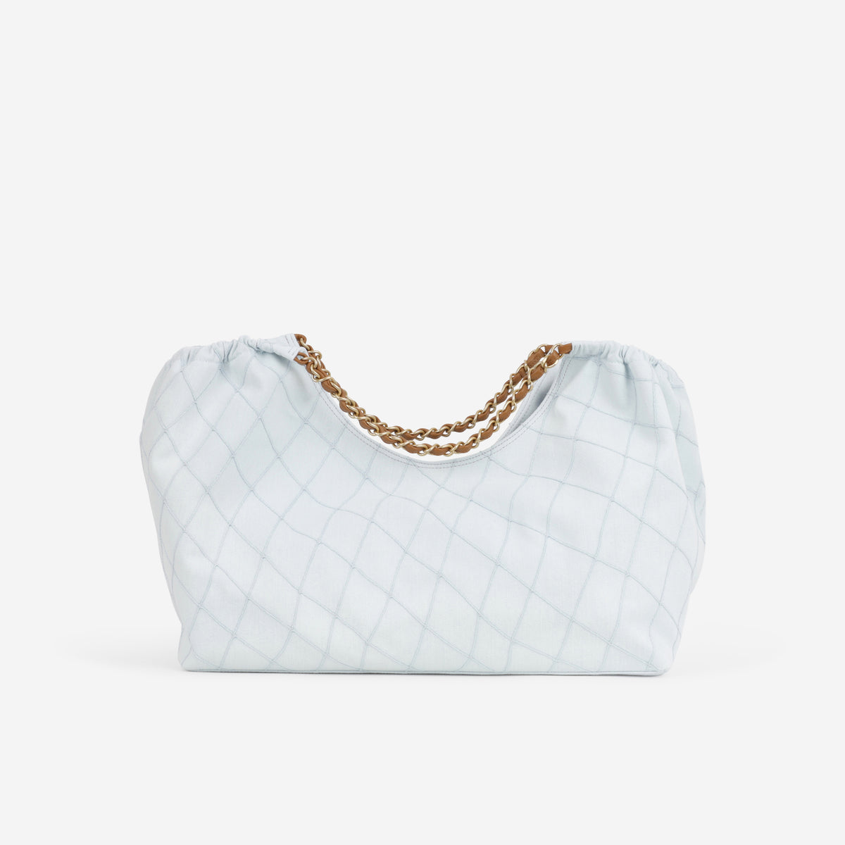 Chanel Coco Beach Tote - Light Quilted Denim / Brown Lambskin Trim | Gold Hardware