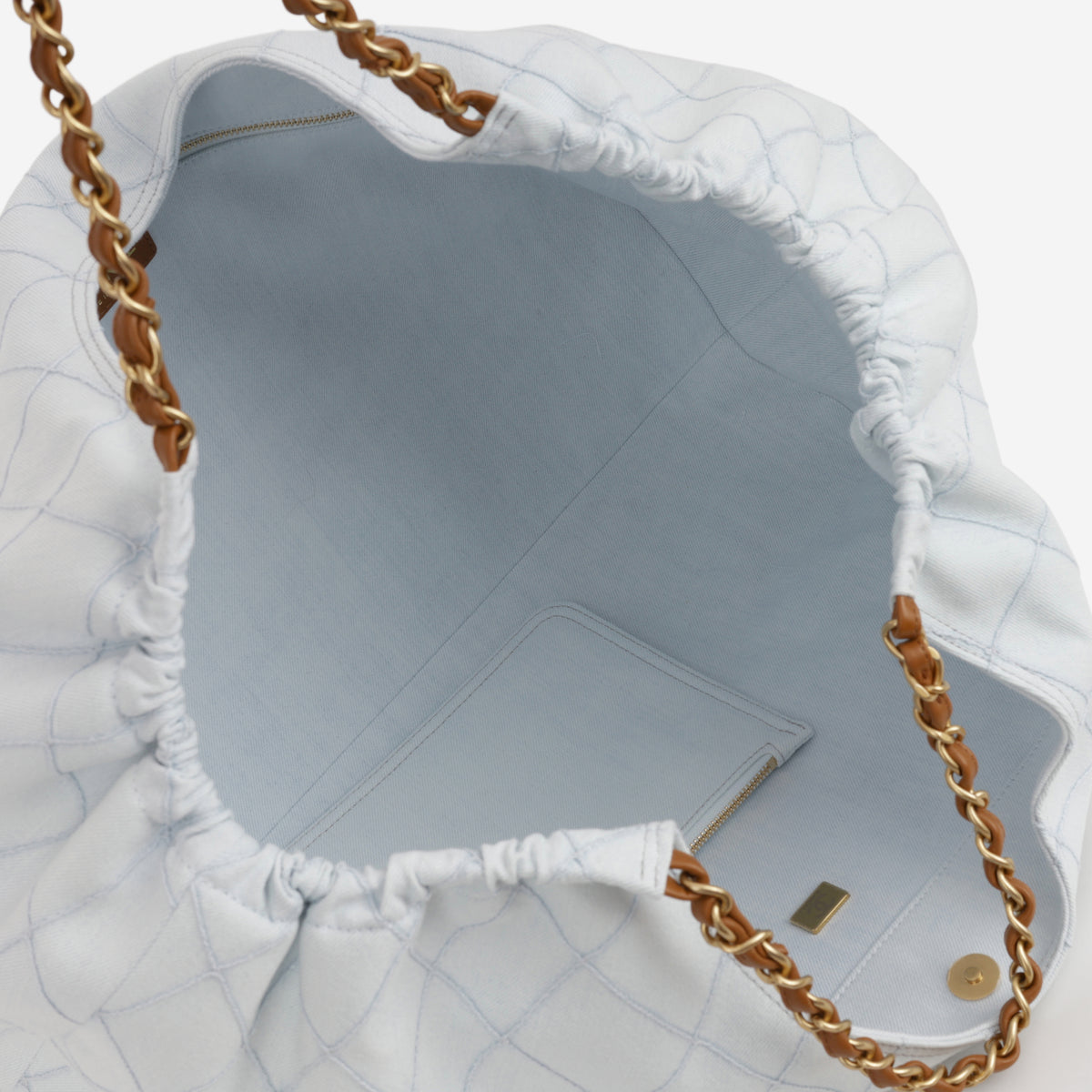 Chanel Coco Beach Tote - Light Quilted Denim / Brown Lambskin Trim | Gold Hardware