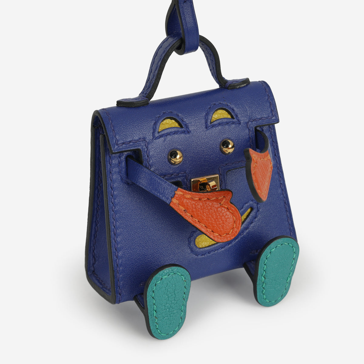 Hermès Kelly Doll Charm - Bleu Electrique / Feu / Jaune De Naples / Vert Tadelakt | Gold Hardware