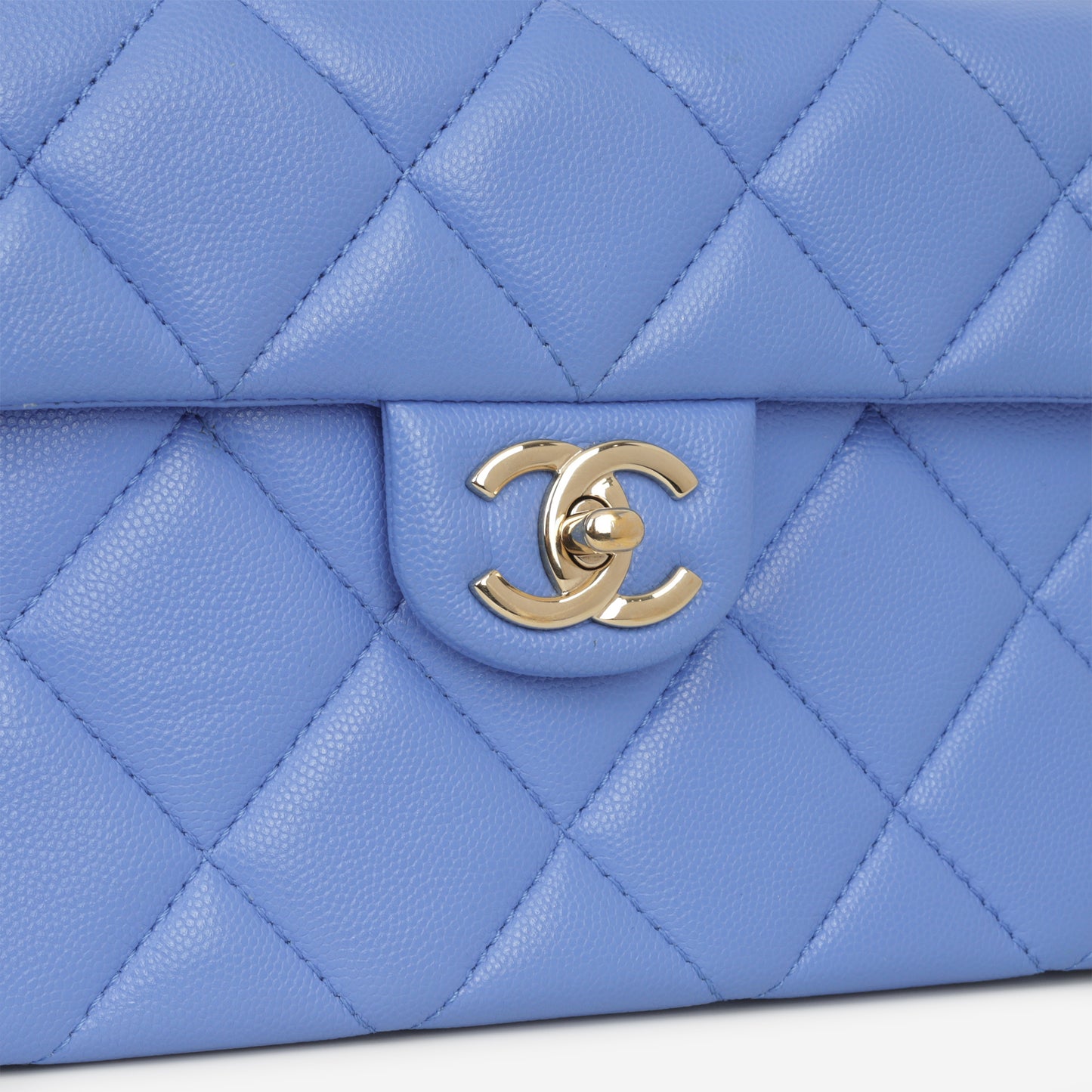 Chanel Retro Twist Top Handle Flap - Blue Caviar | Champagne Gold Hardware