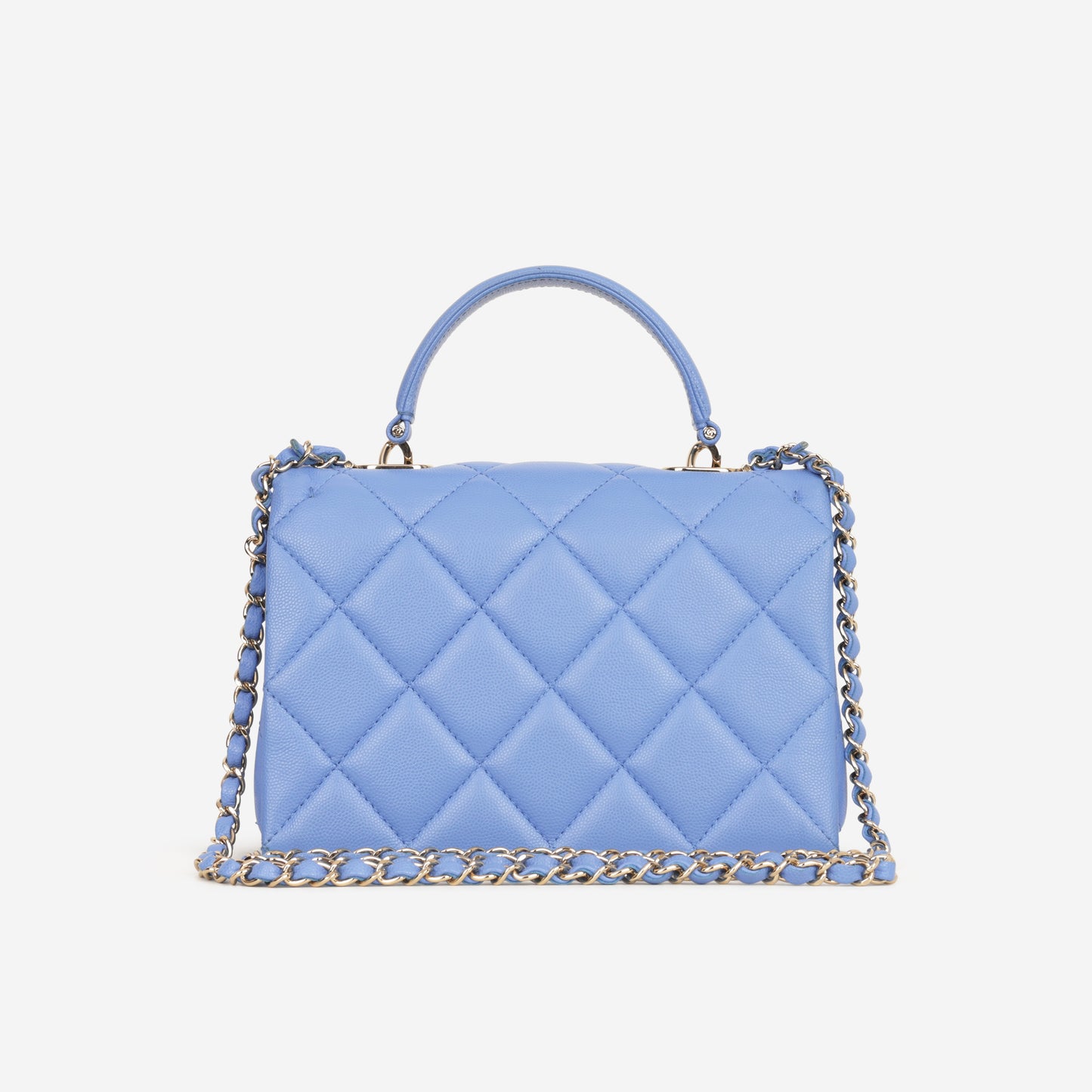 Chanel Retro Twist Top Handle Flap - Blue Caviar | Champagne Gold Hardware