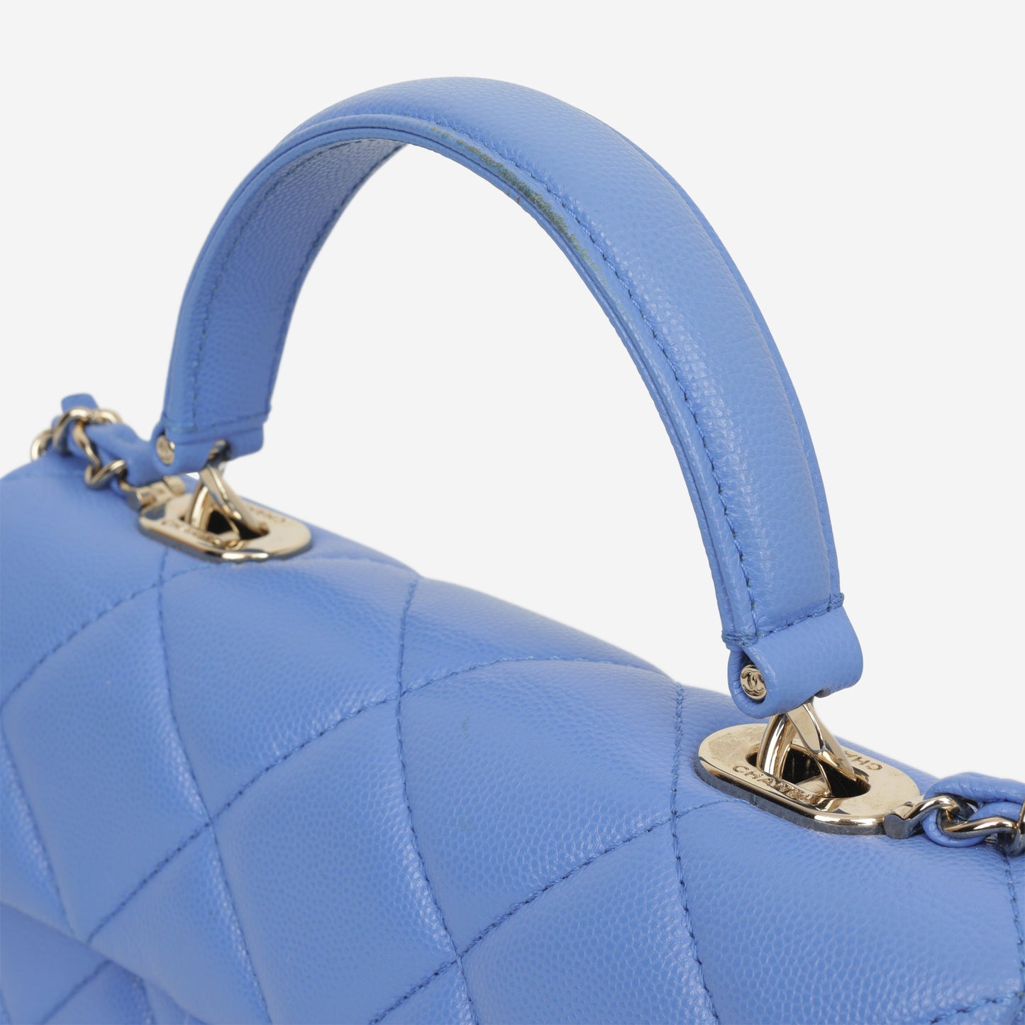 Chanel Retro Twist Top Handle Flap - Blue Caviar | Champagne Gold Hardware