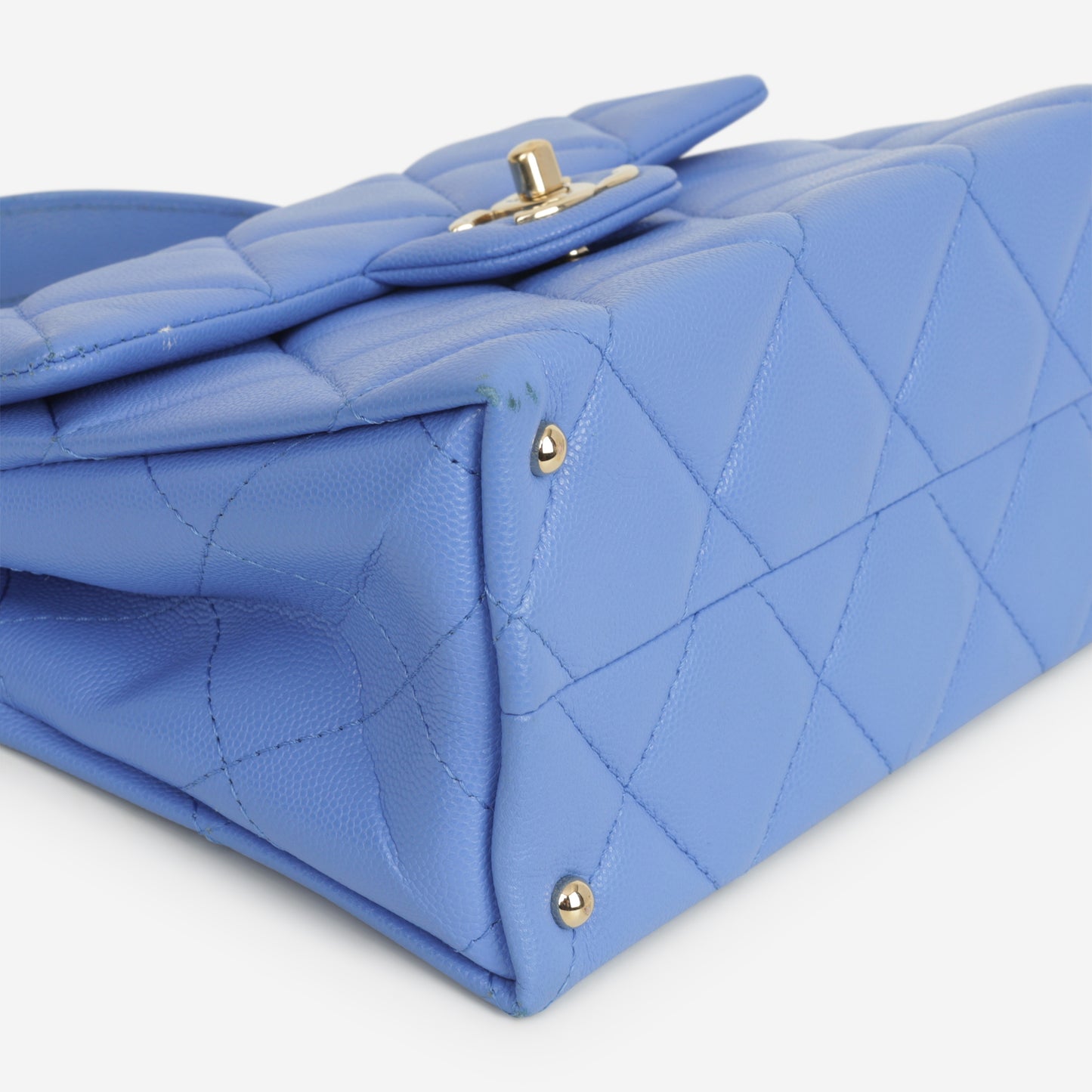 Chanel Retro Twist Top Handle Flap - Blue Caviar | Champagne Gold Hardware